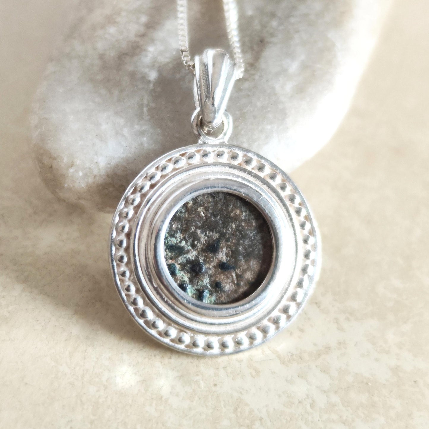 Genuine Widow's Mite Pendant, Ancient Coin Necklace, Vintage Silver Coin Pendant, Widow Mite Jewelry, Jesus Christian coin, Vintage Jewelry