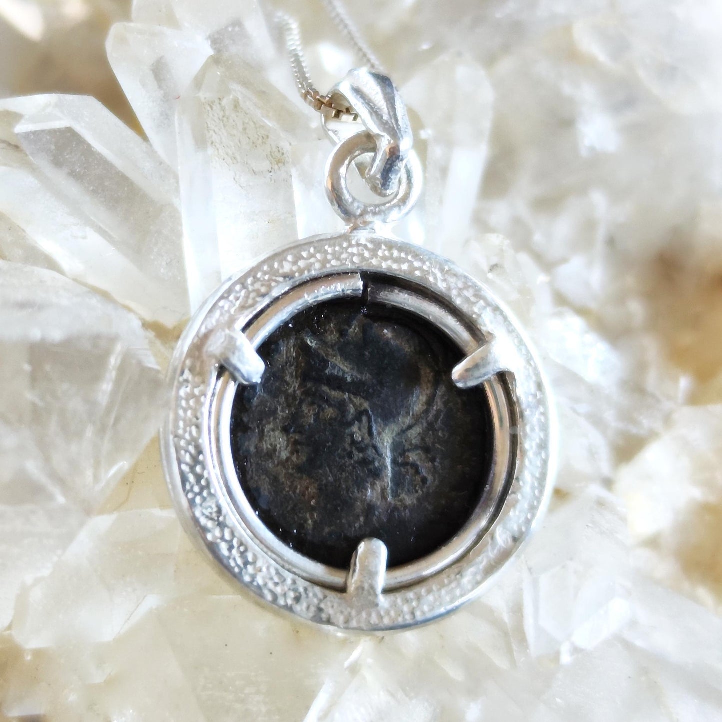 Romulus and Remus with She Wolf Necklace, Ancient Wolf Roman Coin Silver medallion, History Buff Jewelry, Emperor Constantine I Coin Charm