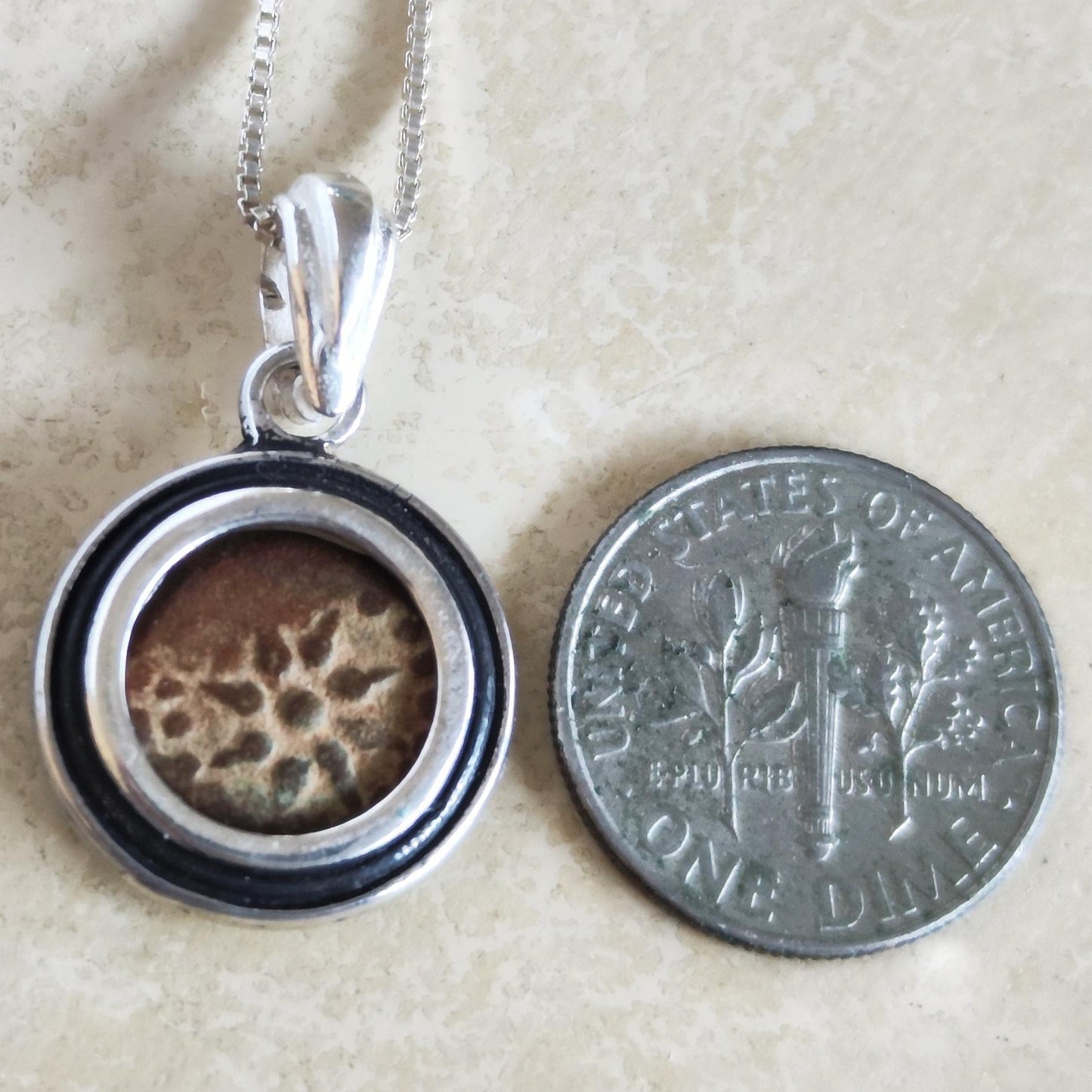 Genuine biblical widow mite coin necklace, Christian men medallion, antique minimalist silver charm, small Jesus pendant, Christmas Gift