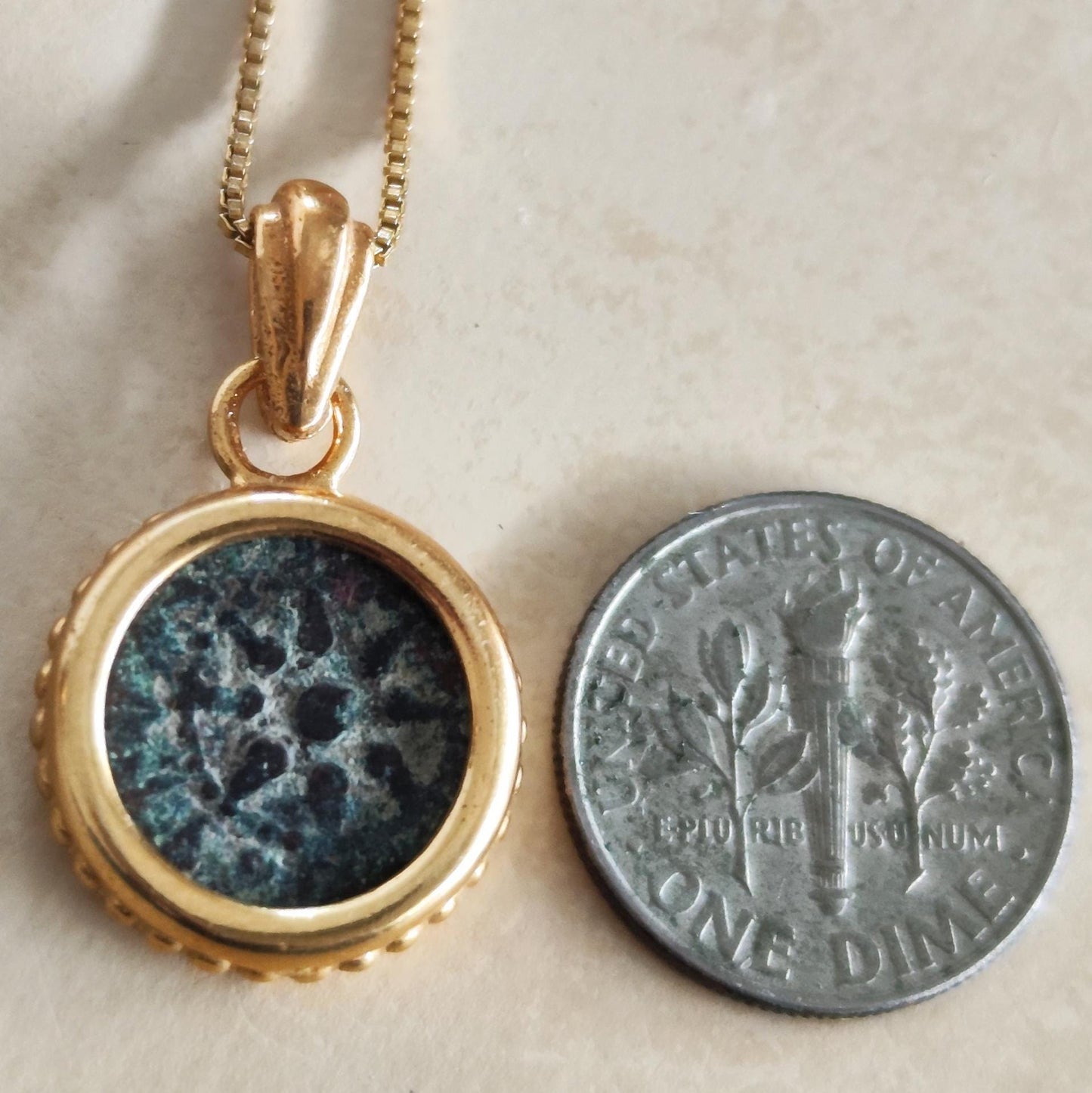Genuine Biblical Coin Necklace, Antique Real Widow's Mite Coin Gold Plated small Pendant, Jesus Ancient Coin Jewelry, Christian Gift Idea