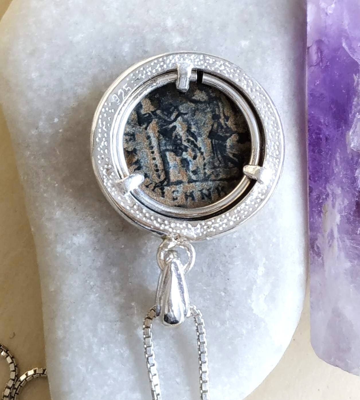 Ancient Roman Emperor Honorius Coin Necklace, Early Christian Theodosius Coin Pendant, Vintage Gift