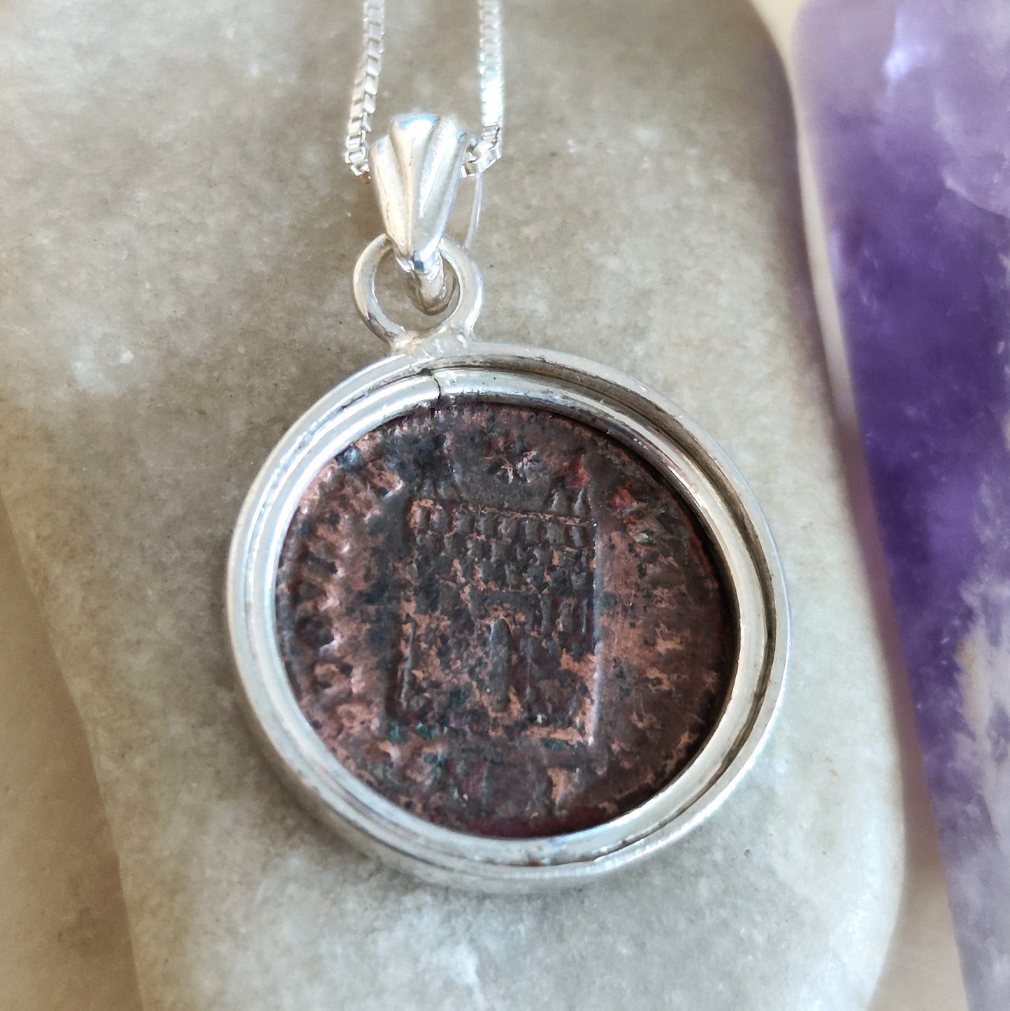 Constantine the Great Silver Pendant, Christian Coin Necklace, Roman Coin Medallion, Ancient Coin Necklace, Antique Coin Vintage Gift