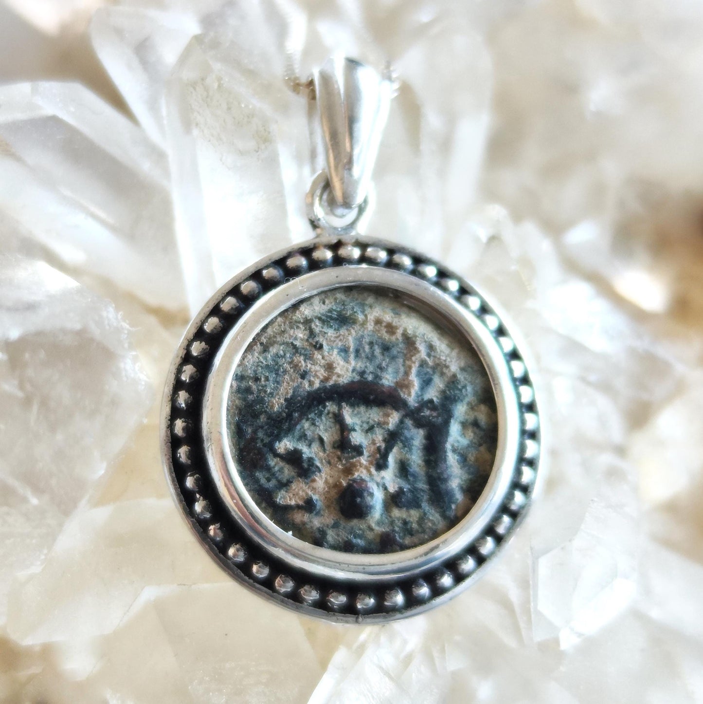 Antique Large Widow Mite Coin Necklace, Jesus Biblical Medallion, Christian Men Gift, Story Telling Jewelry, Marine Anchor Pendant
