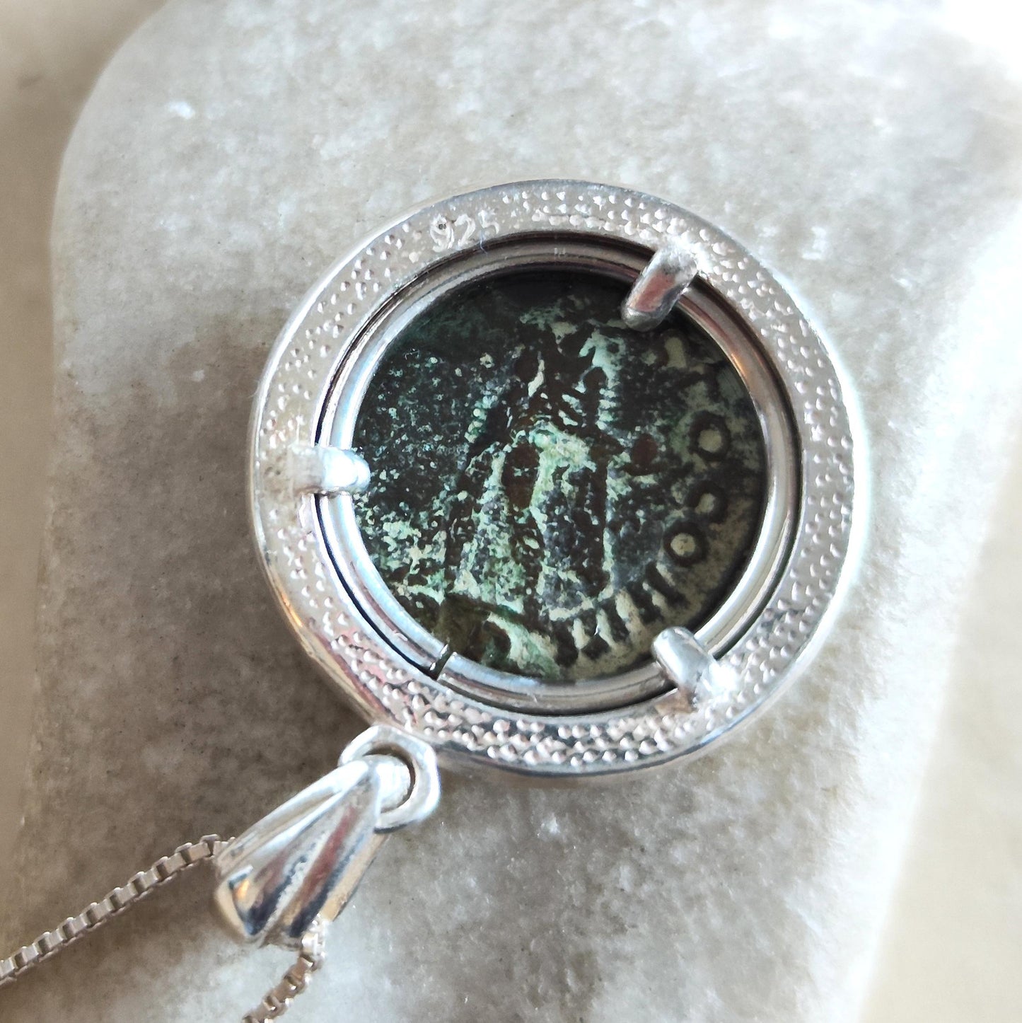 Roman Constantine the Great coin silver necklace, real ancient certified bronze coin pendant, men unisex gift idea, Antique vintage jewelry
