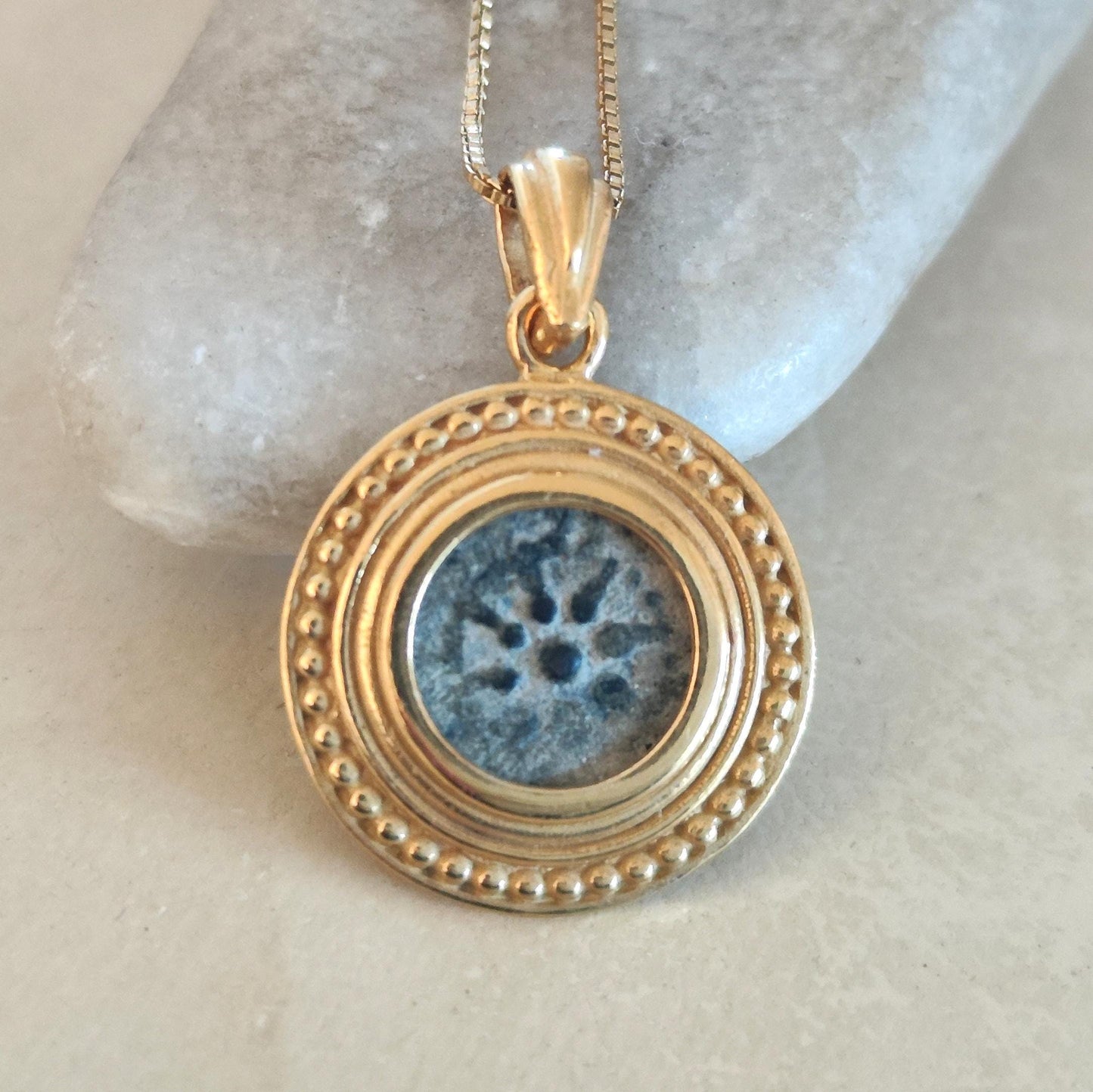 Genuine Widow's mite coin necklace, Christian Women Gold Plated medallion, Antique bible pendant, Jesus ancient coin jewelry, Mark 12:41