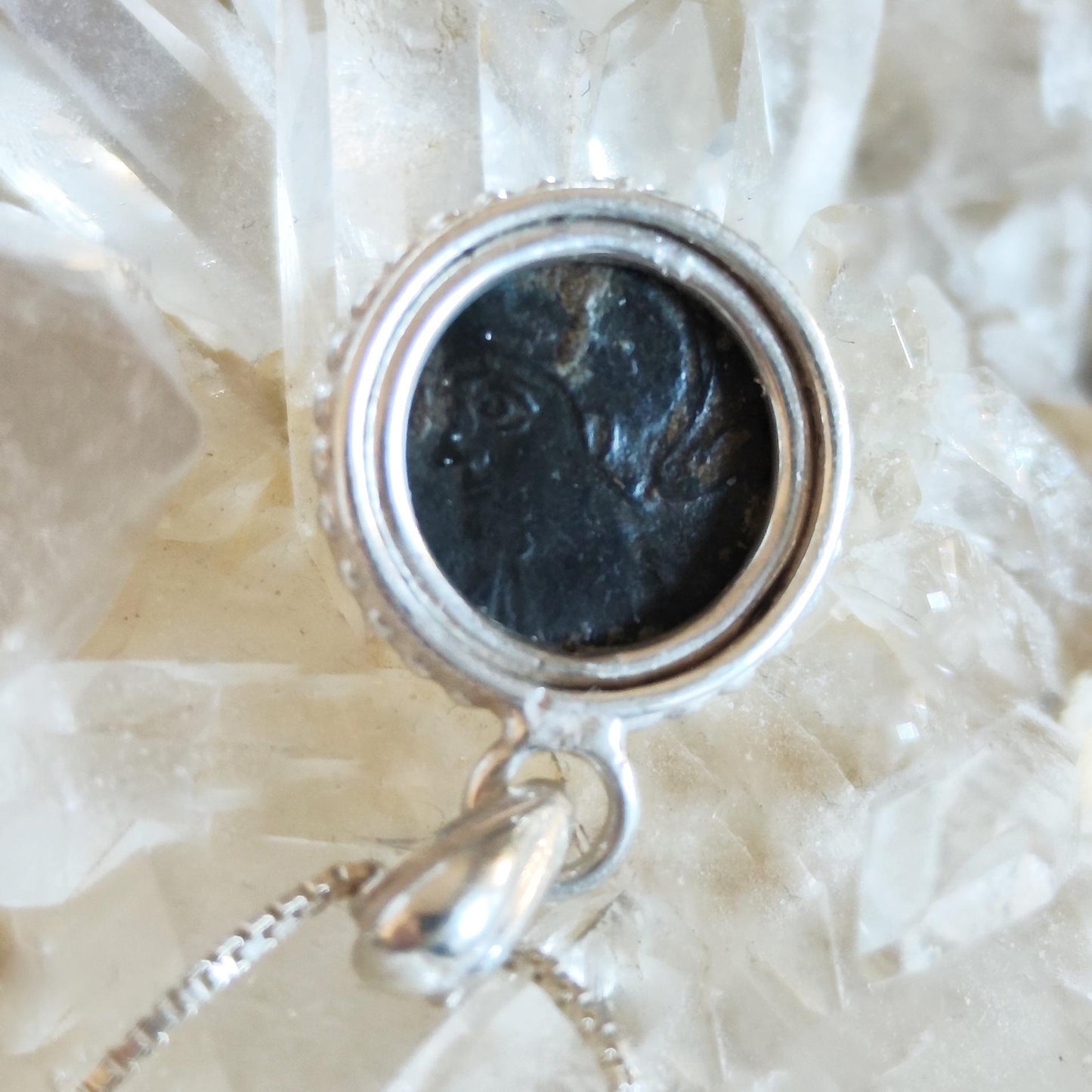 Romulus & Remus Coin Silver Necklace, Antique Genuine Roman Constantine She Wolf Small Pendant, Ancient History Medallion For Men and Women