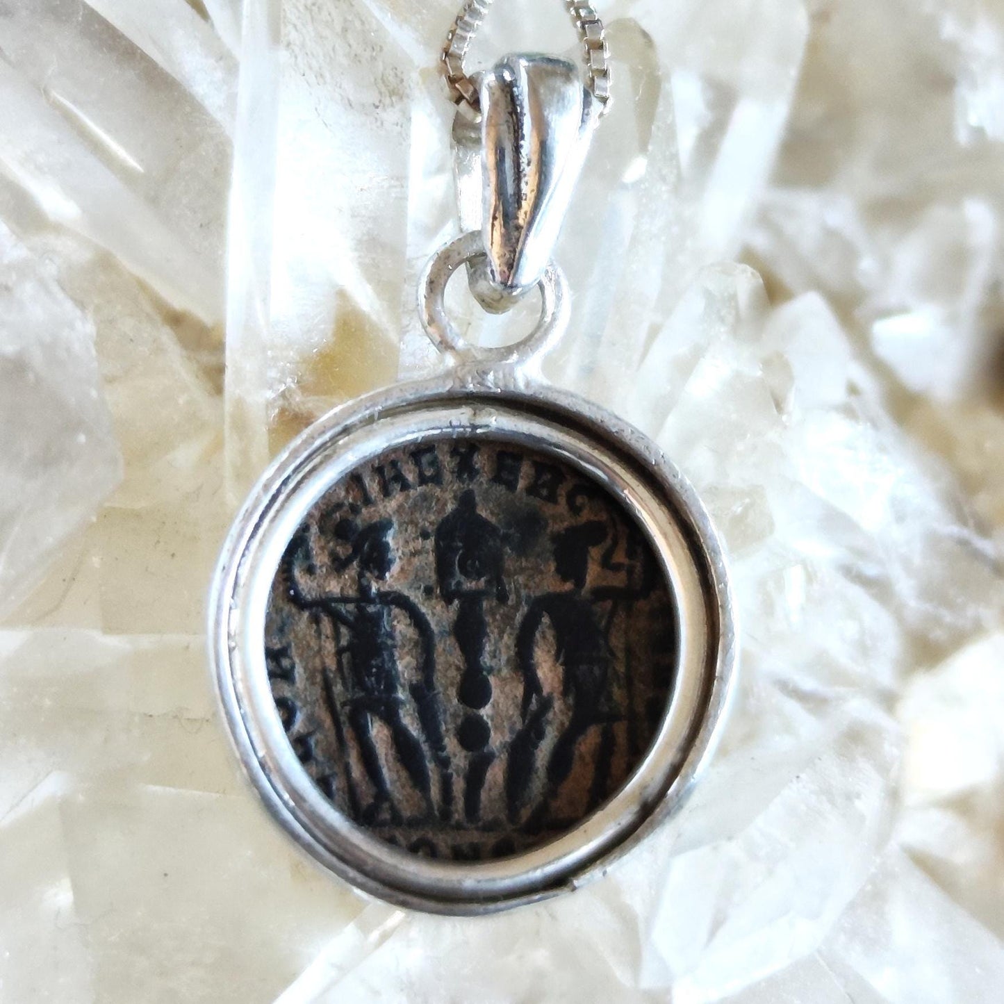 Certified Antique Constantine the Great Coin Silver Necklace, Small Roman Coin Pendant, History Buff Gift Idea