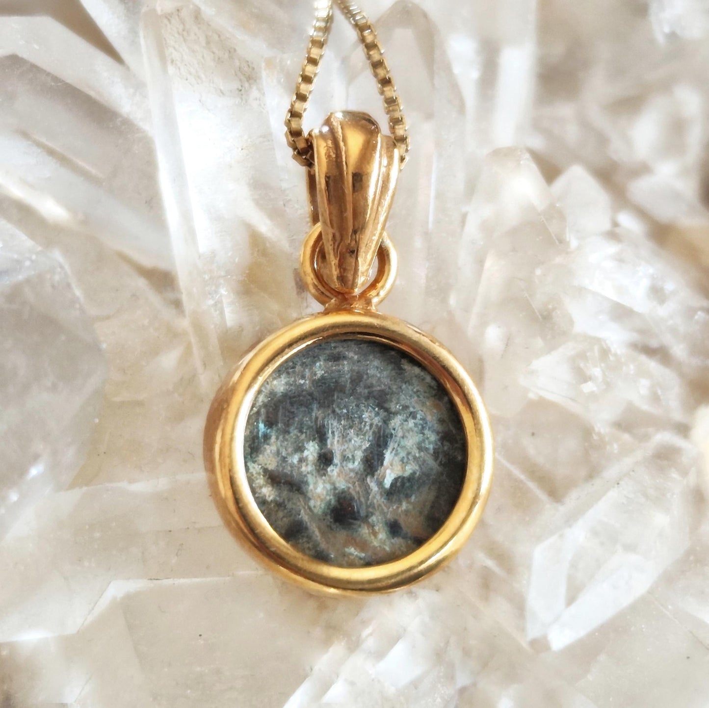 Mark 12:41 Widow's Mite Biblical Coin Necklace, Genuine Antique Christian Coin Gold Plated Minimalist Small Pendant