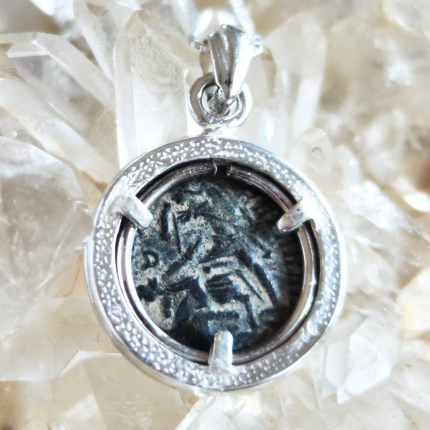 Roman Coin Silver Necklace, Antique Emperor Constantius Medallion, Men Coin Pendant, History Buff Jewelry, Unisex Bronze Coin Pendant
