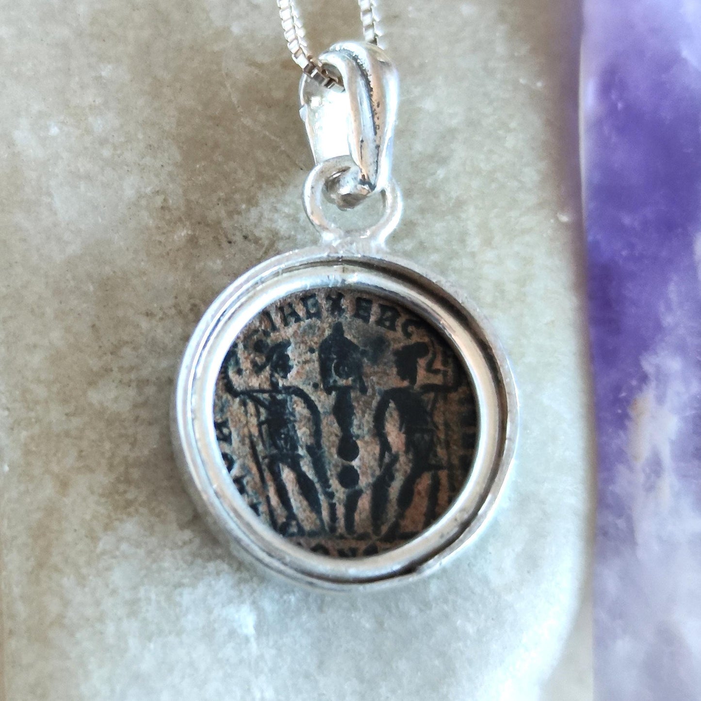 Certified Antique Constantine the Great Coin Silver Necklace, Small Roman Coin Pendant, History Buff Gift Idea