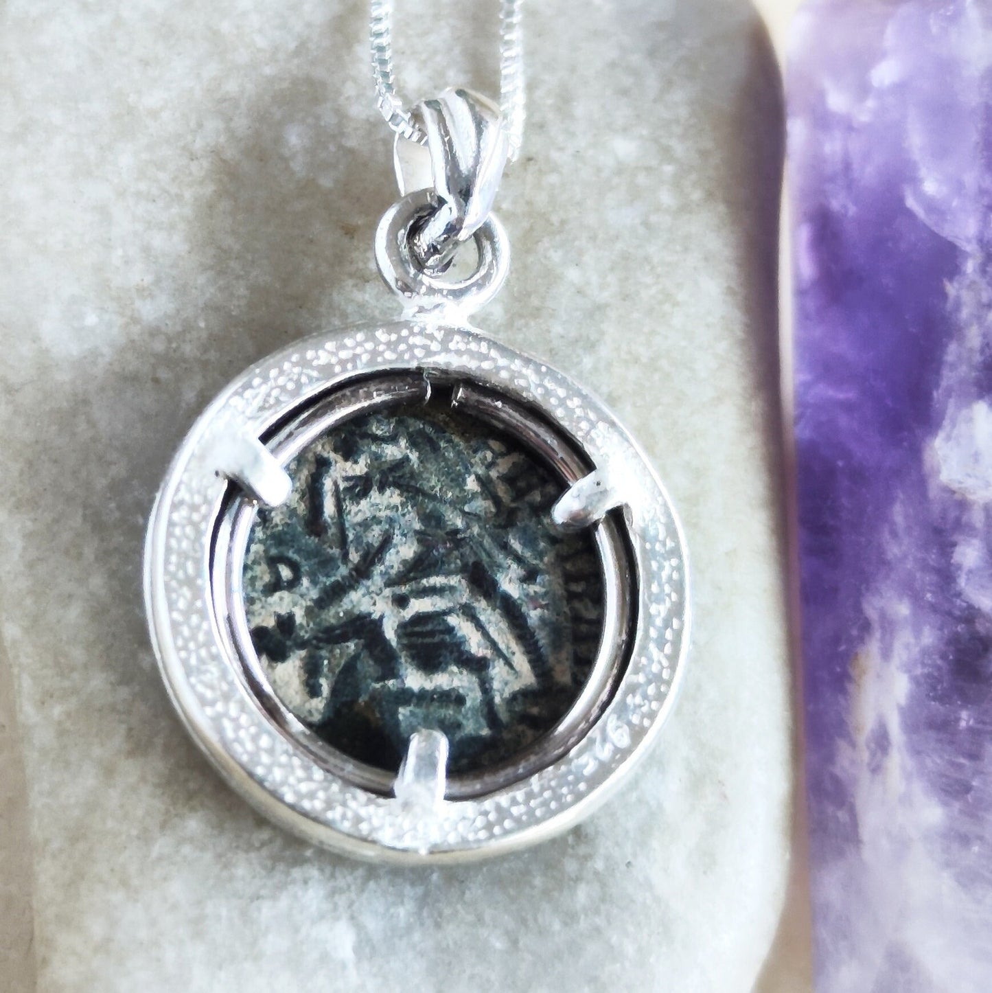 Roman Coin Silver Necklace, Antique Emperor Constantius Medallion, Men Coin Pendant, History Buff Jewelry, Unisex Bronze Coin Pendant