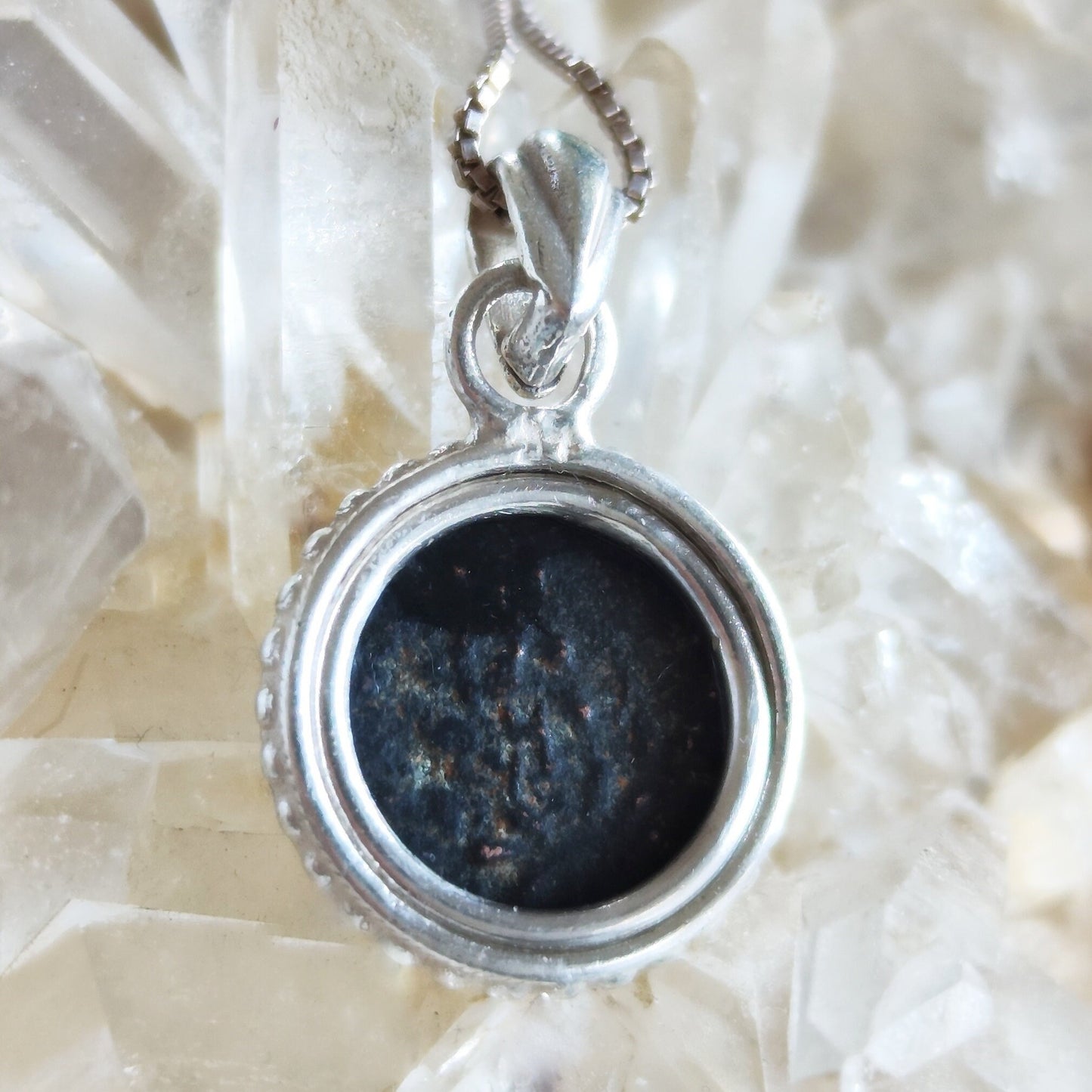 Genuine Antique widow's mite coin necklace, Hasmonean Judea Bronze Cornucopia Horns of Plenty Prutah Pendant, Ancient Coin Men Women Jewelry