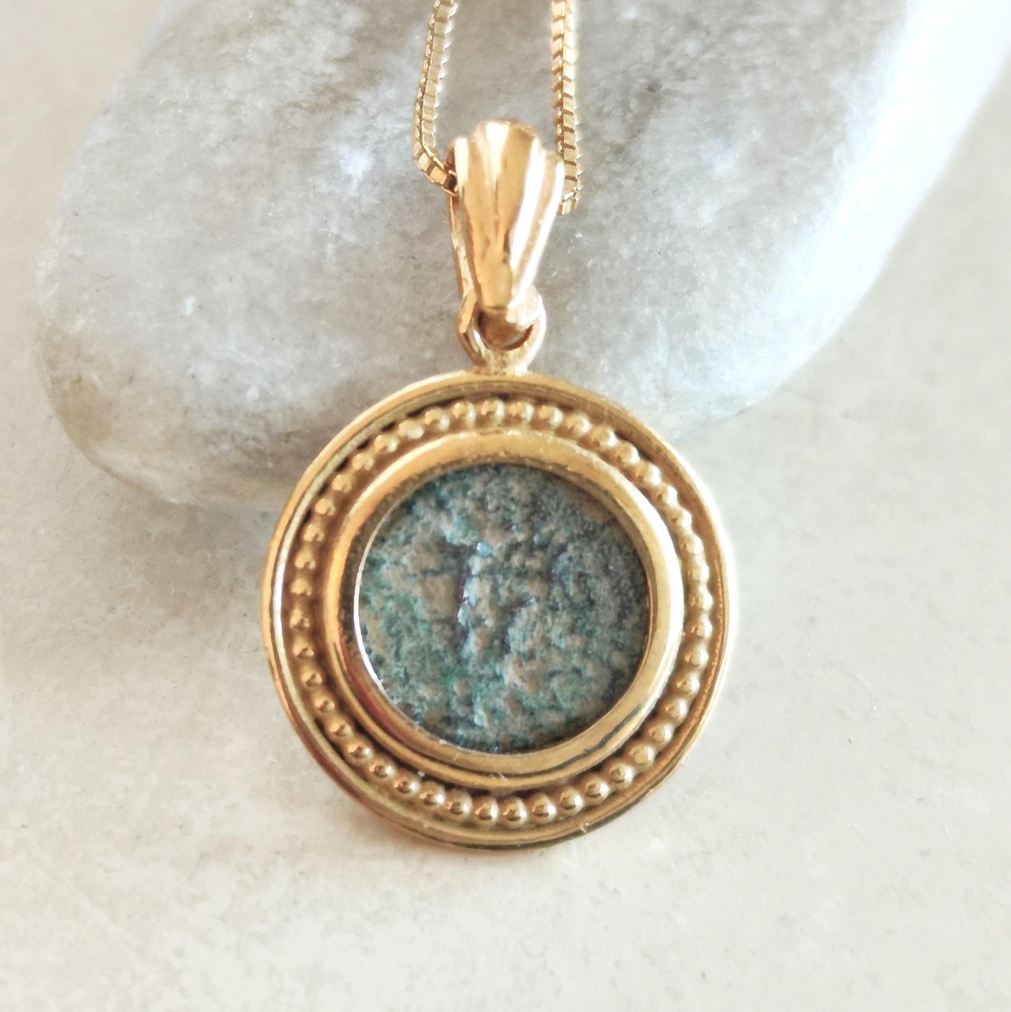 Christian Coin Necklace, Antique Widow's Mite Coin, Coin Ancient Necklace, Gold Plated Charm Pendant, Jesus Ancient Coin Jewelry, Widow Gift