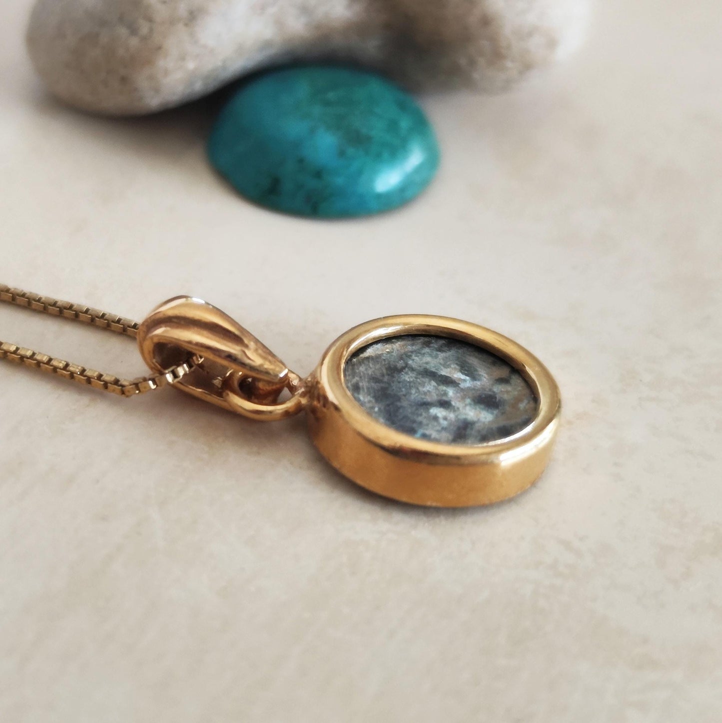 Mark 12:41 Widow's Mite Biblical Coin Necklace, Genuine Antique Christian Coin Gold Plated Minimalist Small Pendant