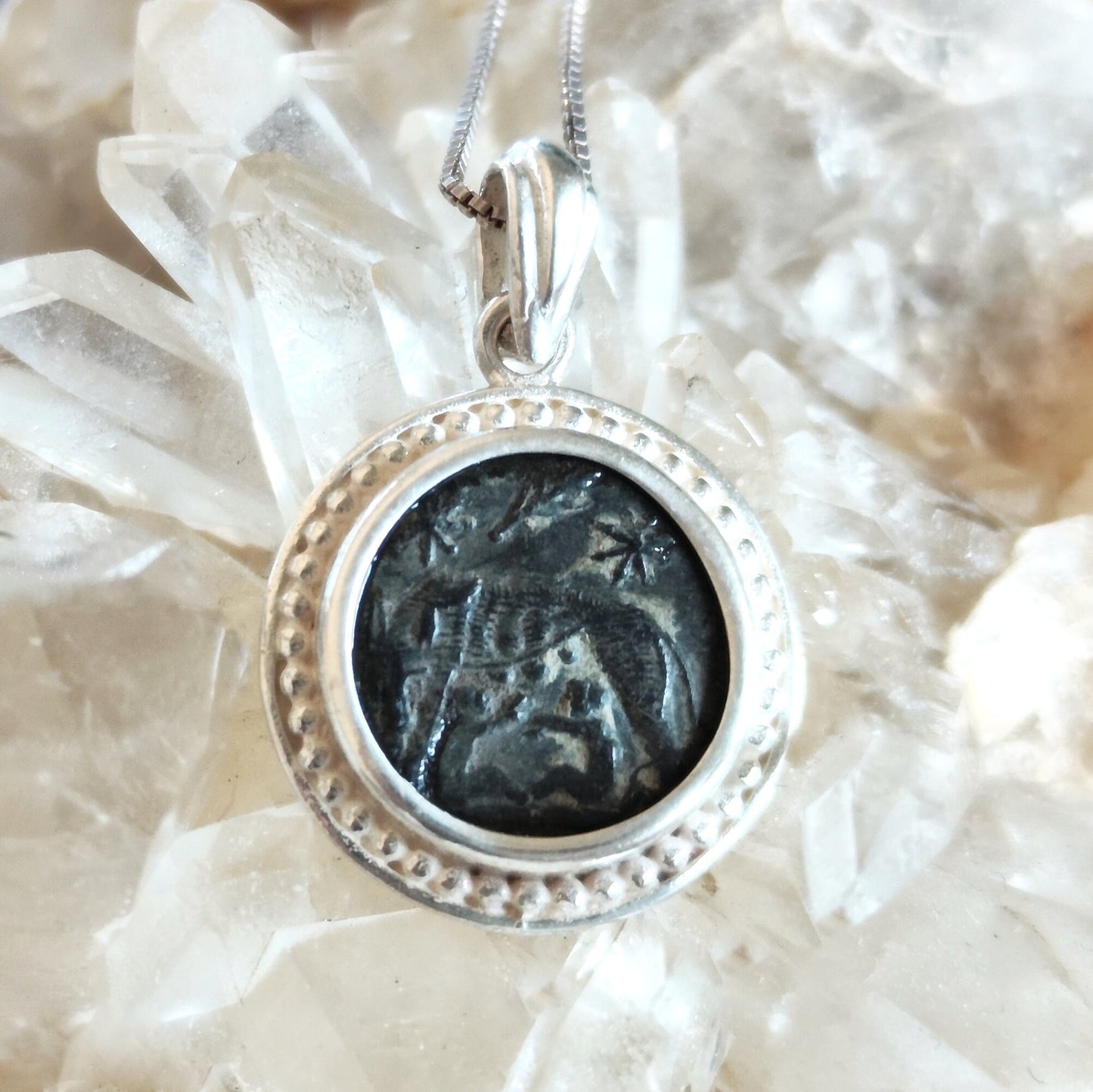 Authentic Roman Romulus & Remus coin necklace, Ancient history Silver medallion, unisex jewelry, antique Constantine She wolf bronze coin