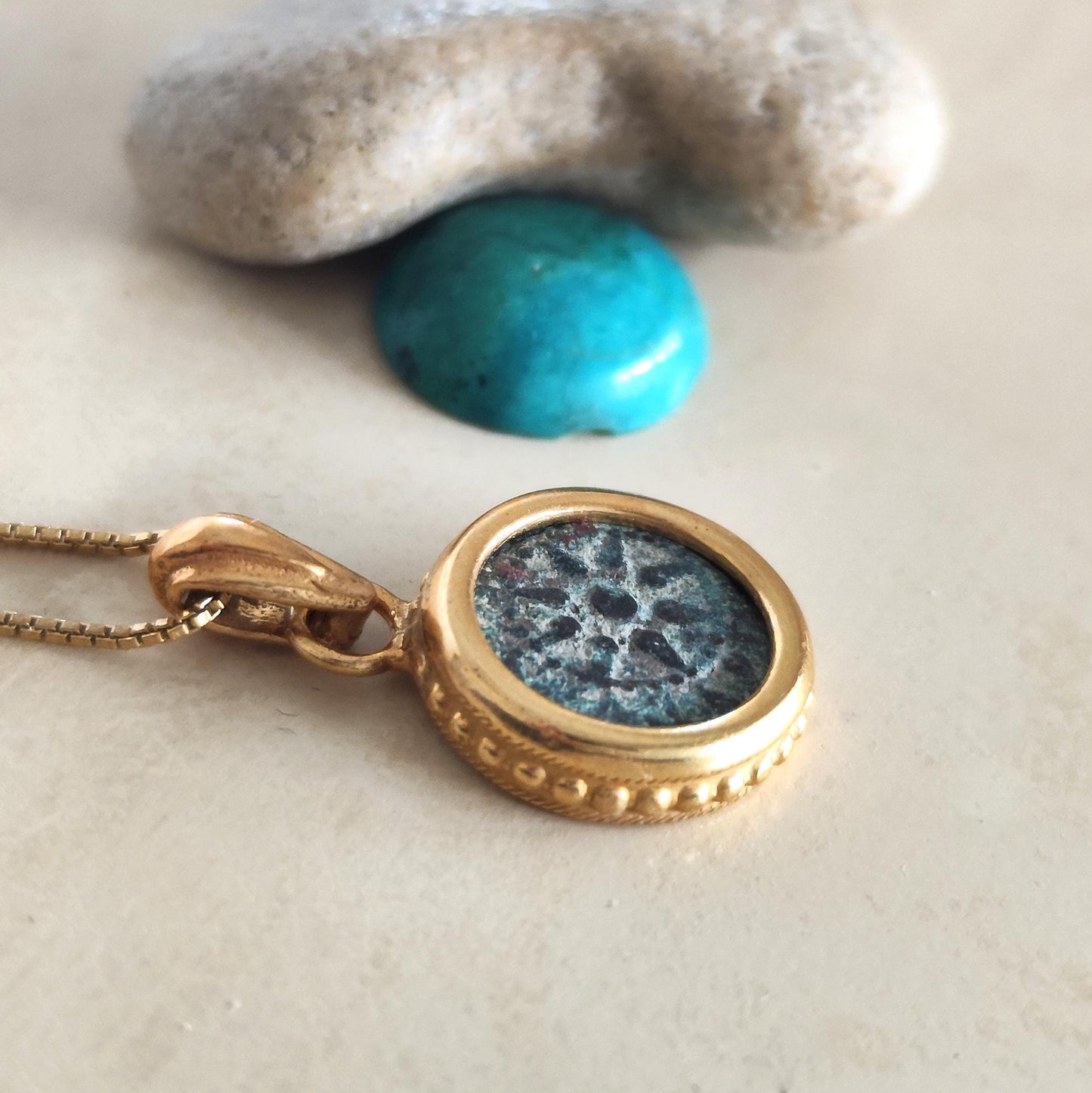 Genuine Biblical Coin Necklace, Antique Real Widow's Mite Coin Gold Plated small Pendant, Jesus Ancient Coin Jewelry, Christian Gift Idea
