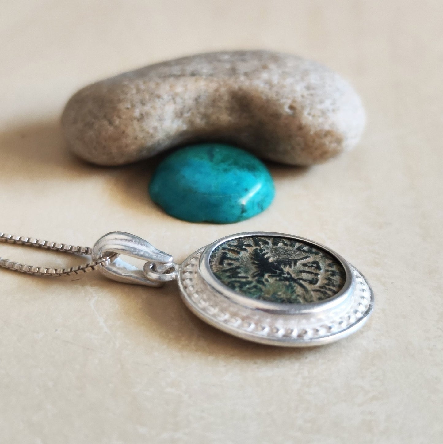 Antique Roman Provincial coin silver necklace, Procurator Antonius Felix Medallion, Ancient Emperor Claudius Coin Jewelry, History Necklace
