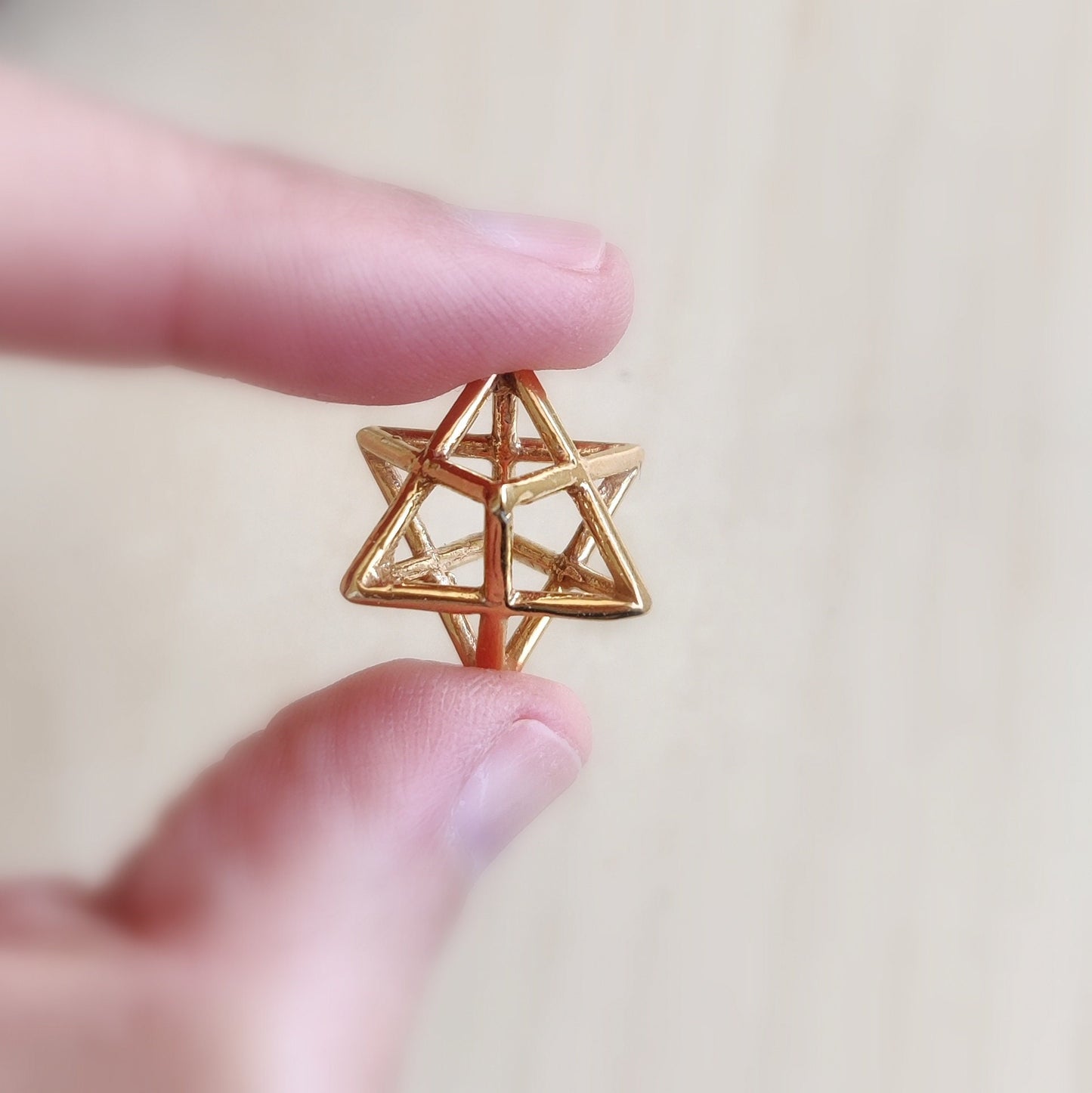 Gold Merkaba necklace, Gold plated Silver Star tetrahedron, Merkaba for meditation, Sacred Geometry new age jewelry, Jewish mystic Kabbalah