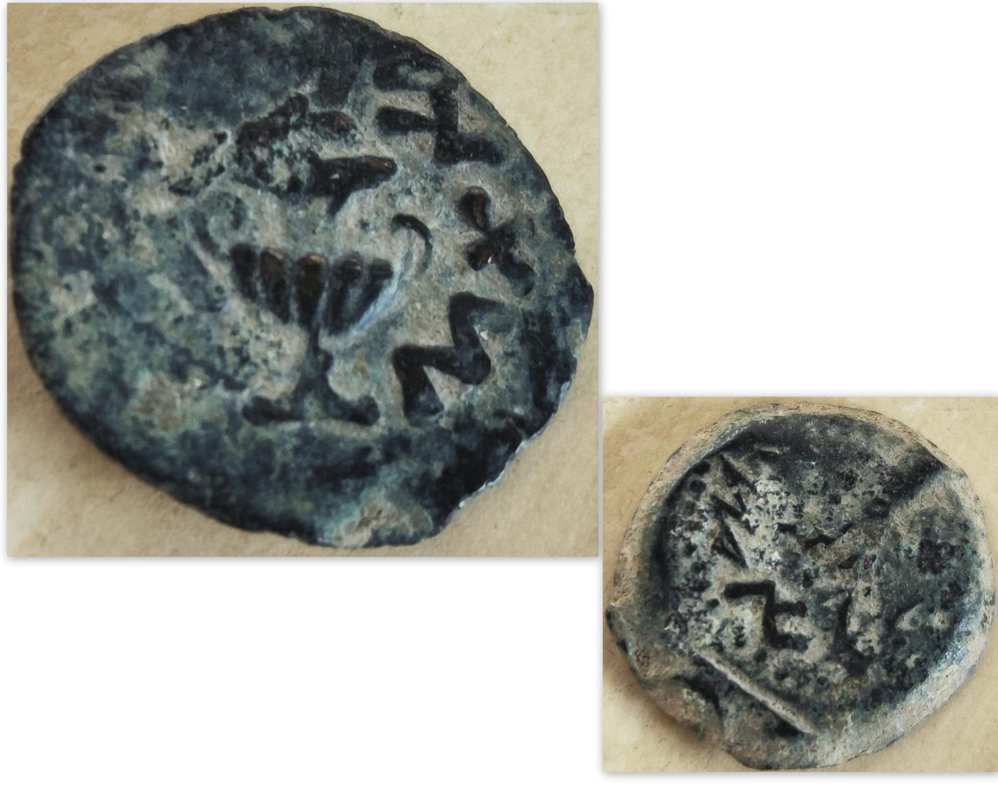 Antique Jewish Revolt Masada Coin Silver Necklace, Ancient Jerusalem Second Temple Bronze Prutah Pendant, Roman Amphora Grape Vine Medallion