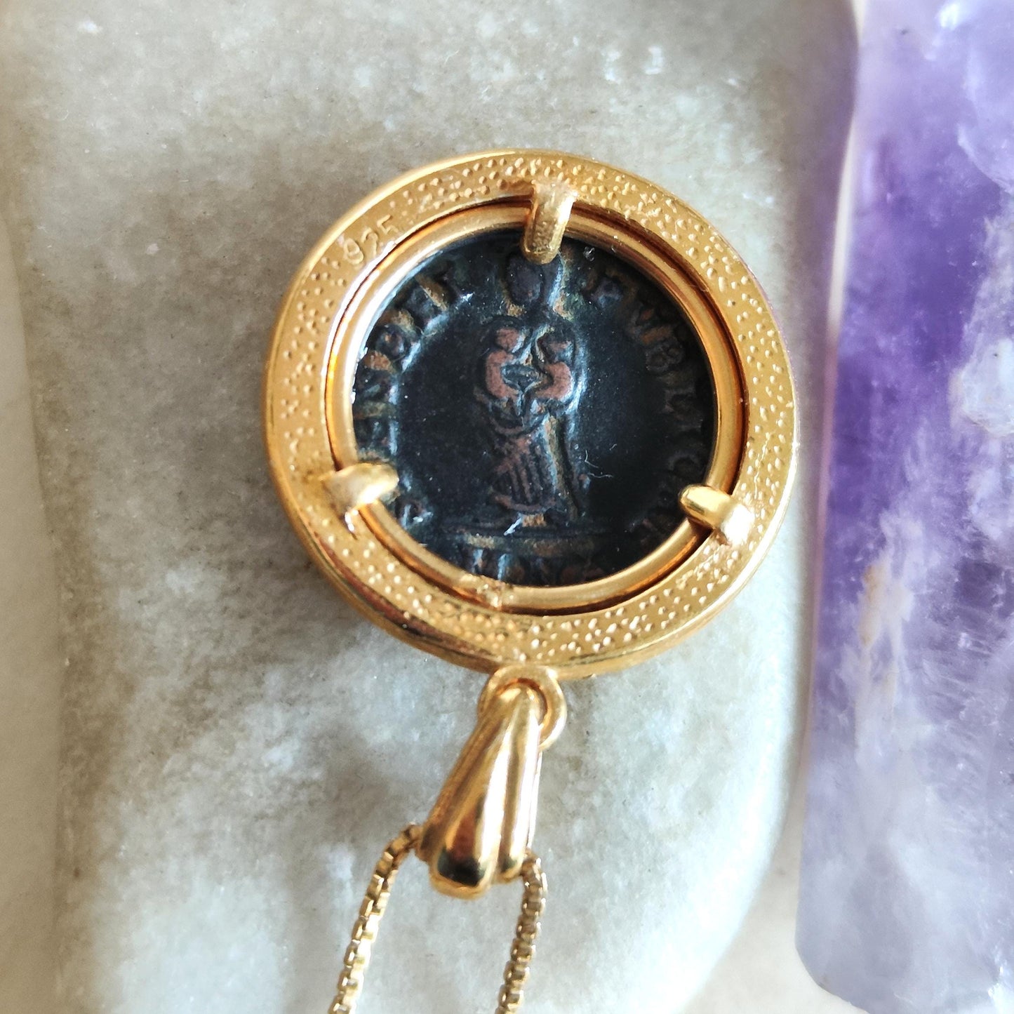 Roman Empress Fausta Medallion for Women, Genuine Ancient Coin Necklace, Christian Emperor Constantine I Statement Necklace