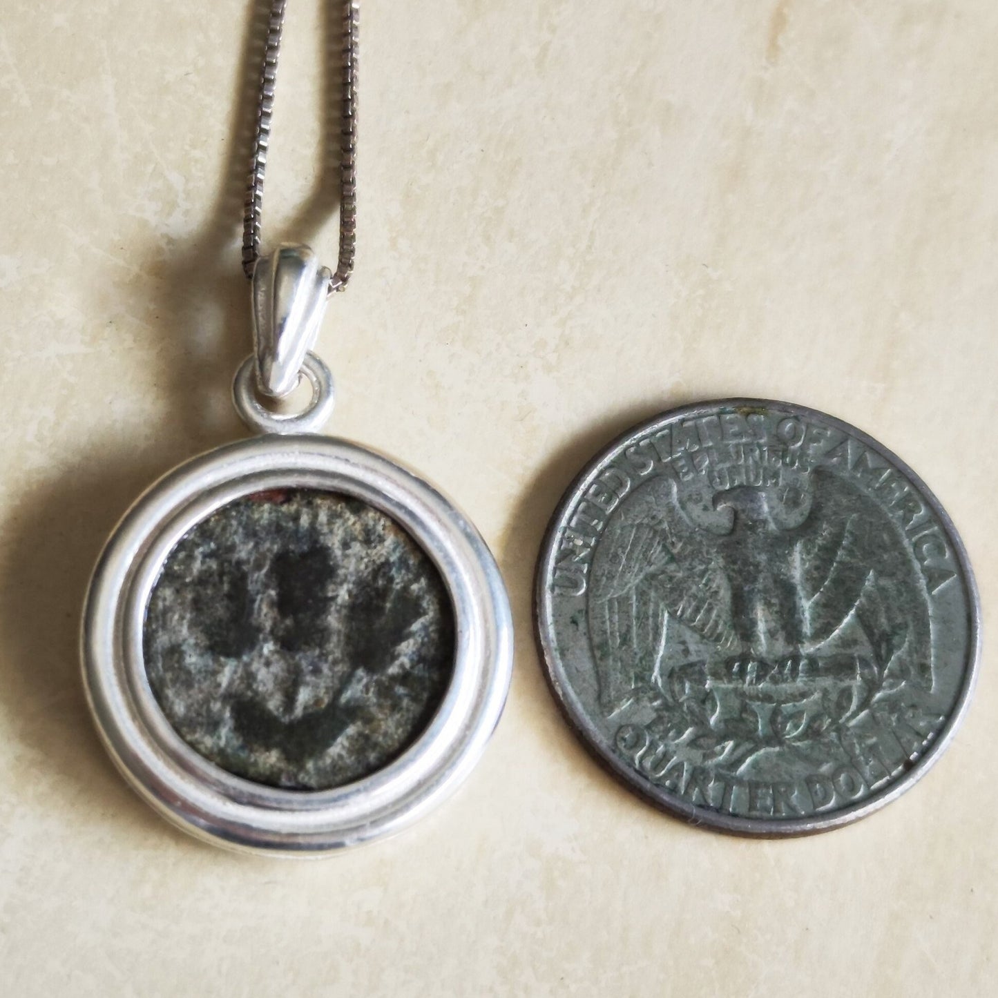 Genuine Ancient Jewish Coin Silver Necklace, Herod Agrippa Coin Pendant, Roman Coin Medallion, Wheat branch Coin, vintage style gift idea