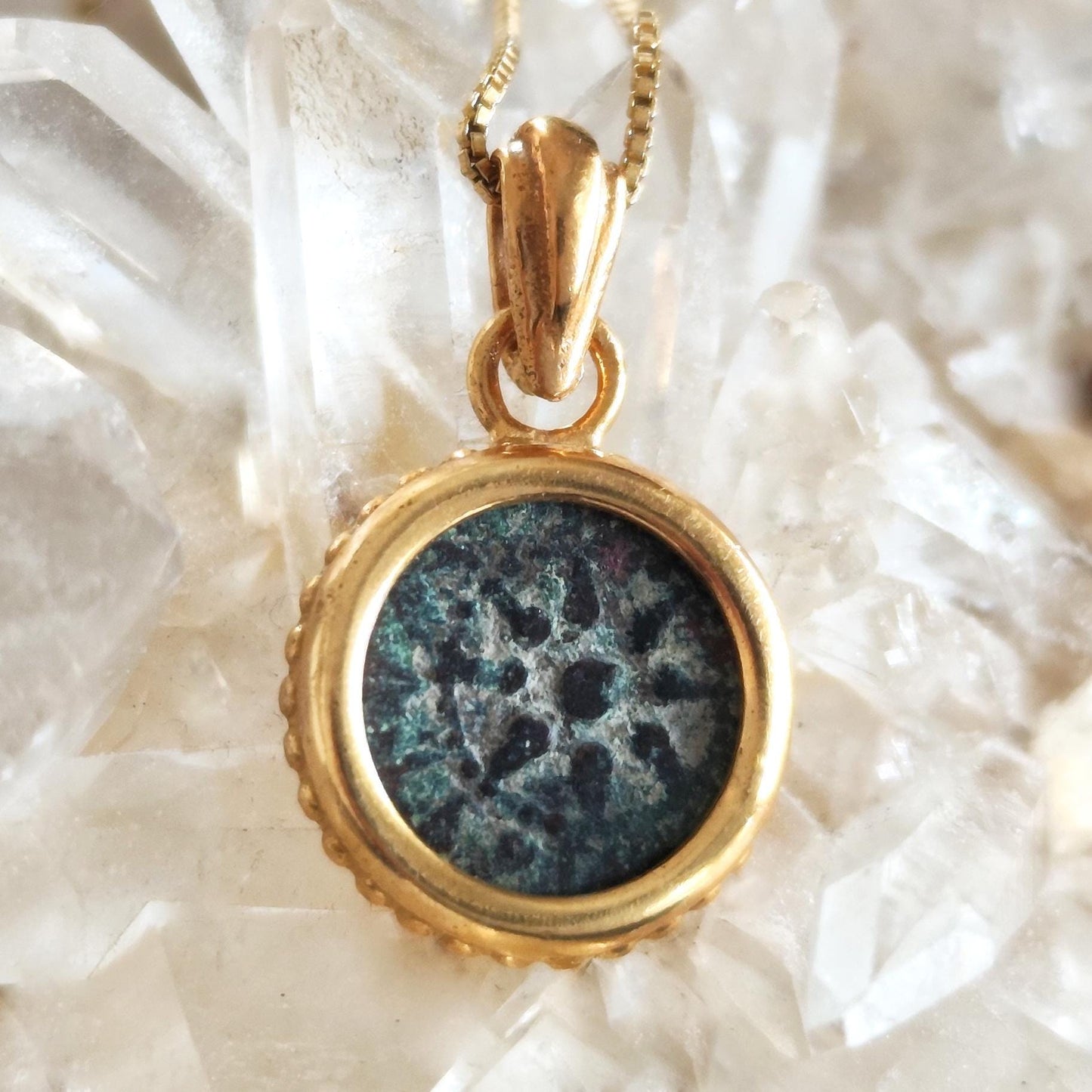 Genuine Biblical Coin Necklace, Antique Real Widow's Mite Coin Gold Plated small Pendant, Jesus Ancient Coin Jewelry, Christian Gift Idea