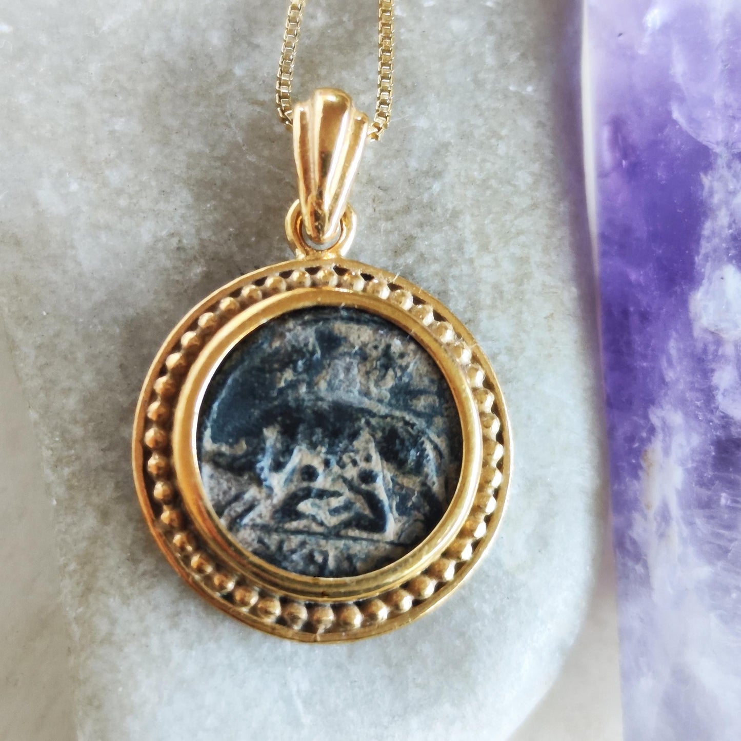 Roman Coin Of Romulus & Remus necklace, Ancient History Mythology Medallion, Women Pendant, Antique Constantine She wolf bronze coin