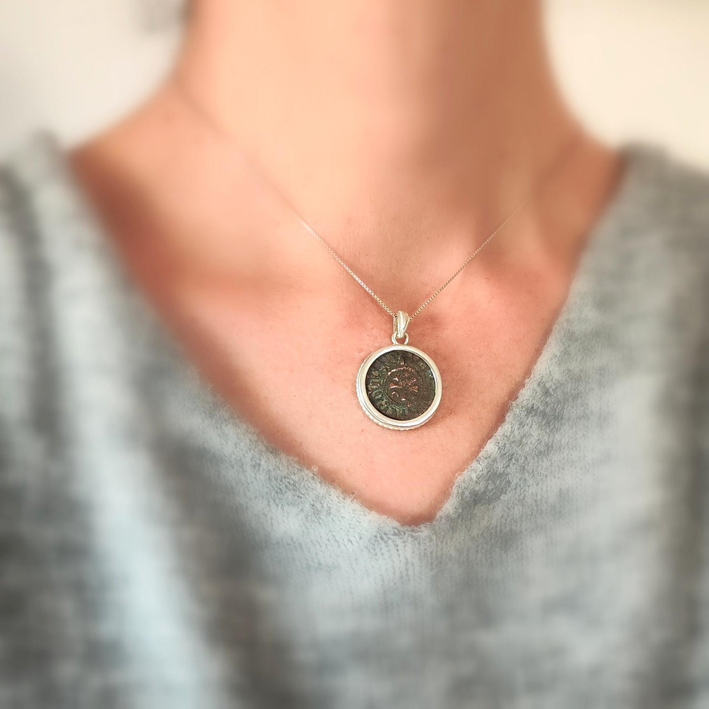 Ancient Latin Cross Coin Silver Necklace, Antique Crusader Knight Templar Coin Medallion, Medieval Armenia Kingdom Pendant, Christian Gift