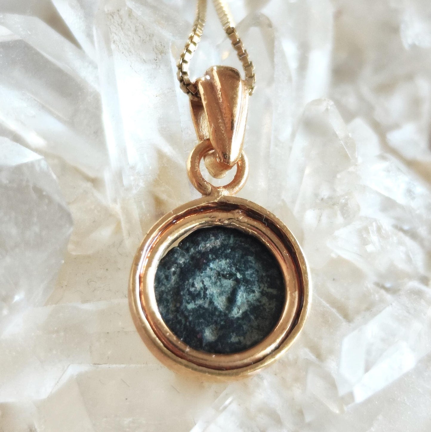 Mark 12:41 Widow's Mite Coin Necklace, Genuine Biblical Coin Gold Plated Small Pendant, Antique Real Jesus Ancient Coin, Christian Jewelry