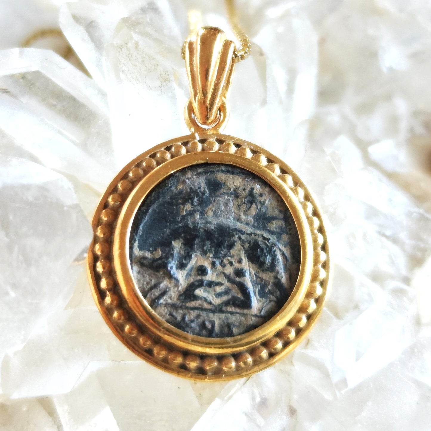 Roman Coin Of Romulus & Remus necklace, Ancient History Mythology Medallion, Women Pendant, Antique Constantine She wolf bronze coin