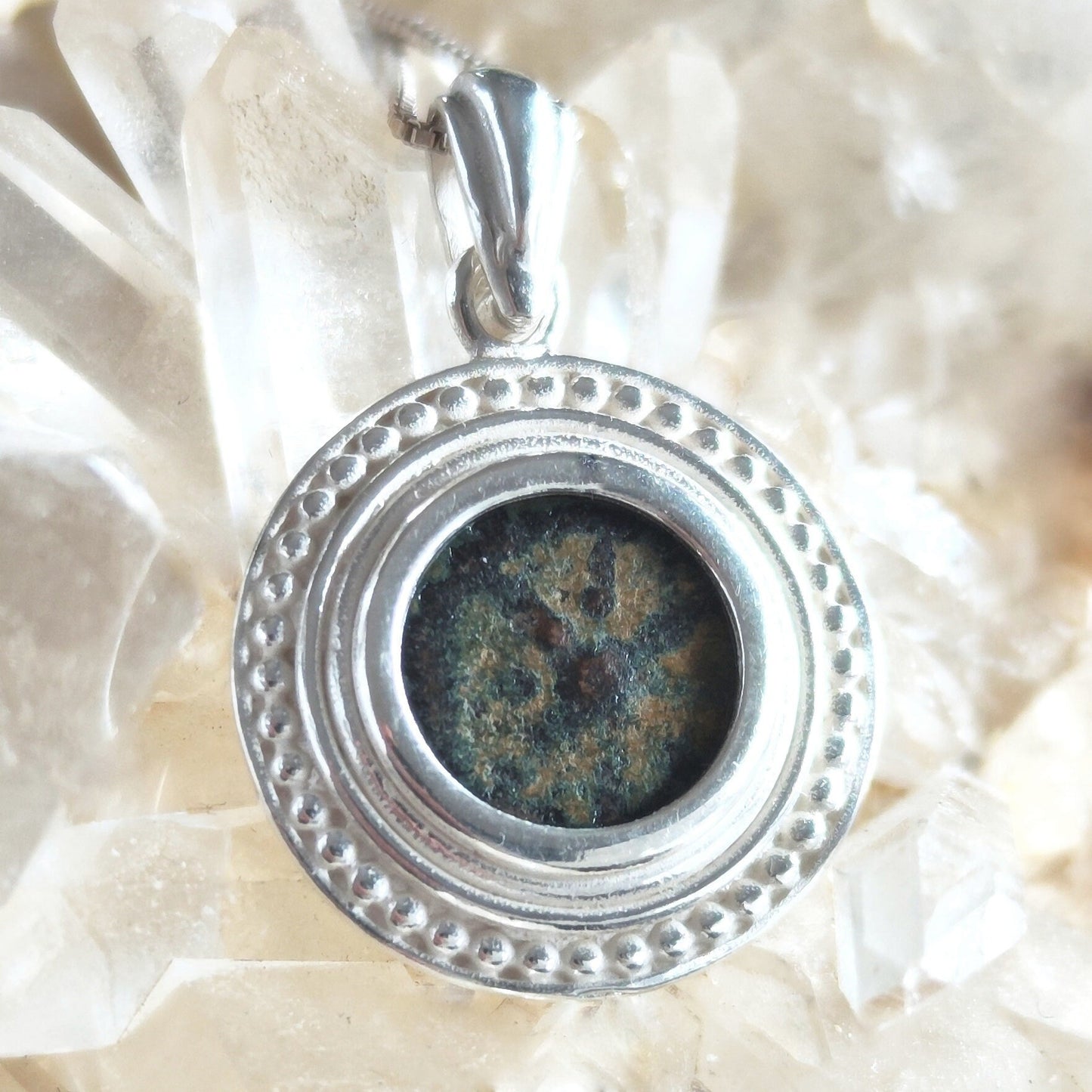 Genuine Widow's Mite Pendant, Ancient Coin Necklace, Vintage Silver Coin Pendant, Widow Mite Jewelry, Jesus Christian coin, Vintage Jewelry