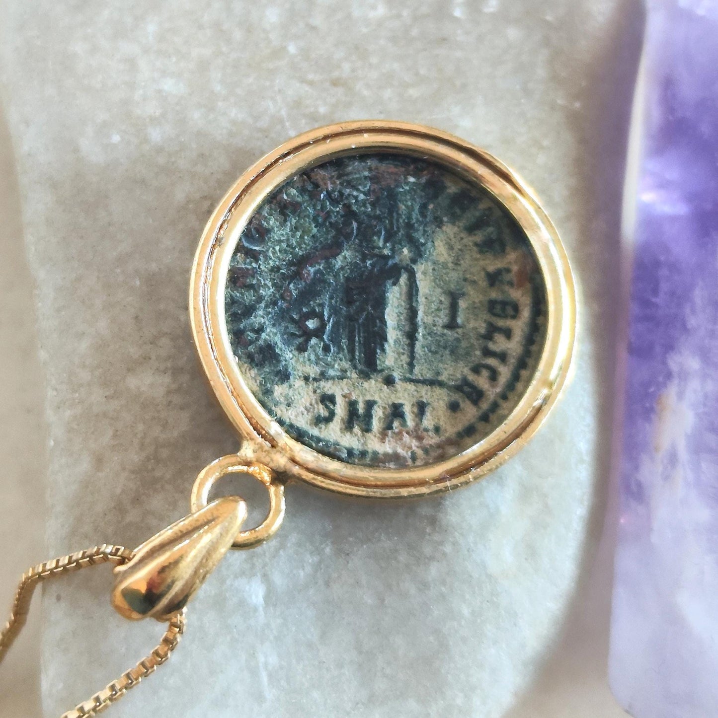 Real Ancient St. Helena Coin Necklace, Roman Christian Medallion, Mother of Constantine The Great Pendant, Saint Helen Gift for Women