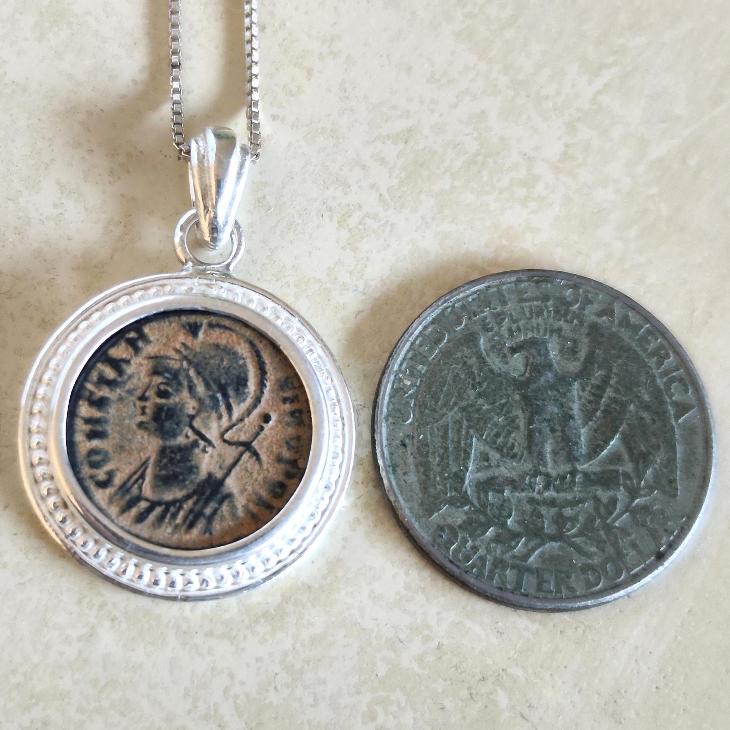 Constantine the Great Pendant, Christian Coin Necklace, Roman Coin Necklace, Ancient Coin Necklace, Antique Coin Pendant, Christian Gift