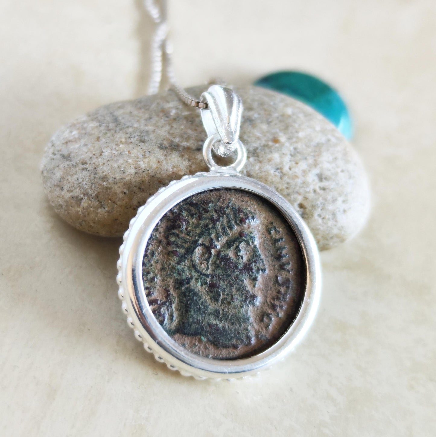 Genuine Constantine the Great Coin Necklace, Antique Roman coin Reversible Pendant, Men Silver Medallion, Christian men gift, unisex jewelry