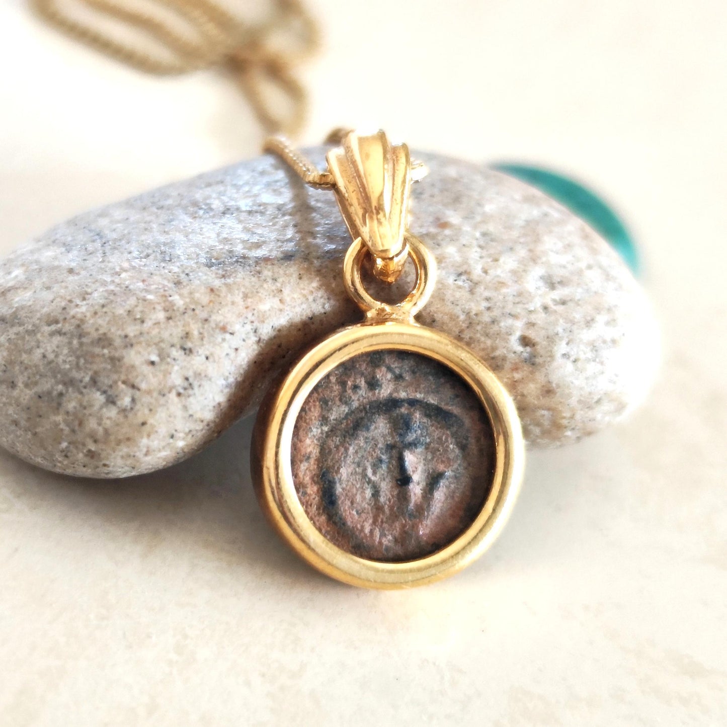 Christian Coin Necklace for women, Antique Real Widow's Mite coin Small pendant, Genuine Jewish Biblical Coin Charm, Jesus Ancient Coin Gift
