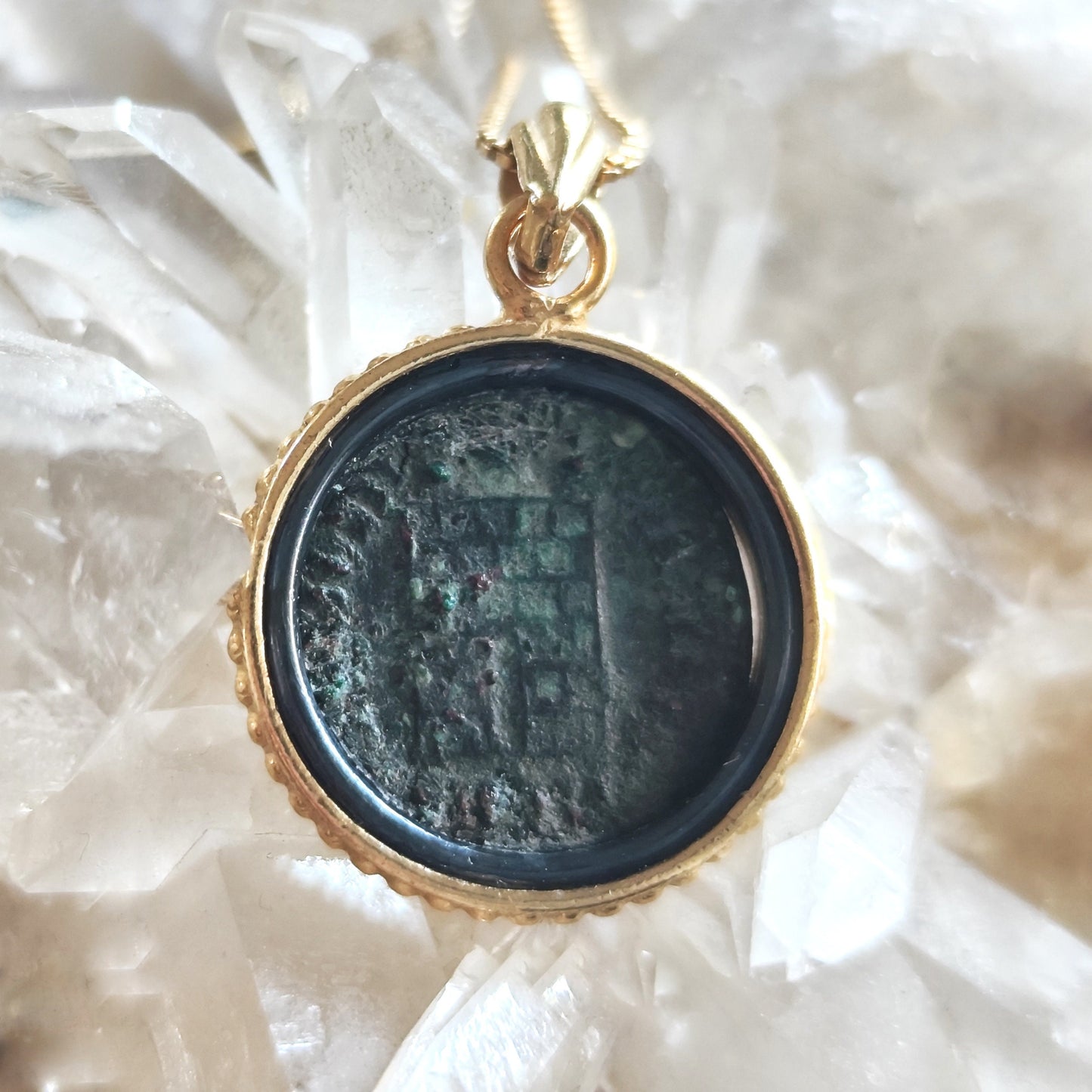 Certified Antique Roman Emperor Crispus Coin Necklace, Genuine Ancient Coin Gold Plated medallion, Women Coin Jewelry, Vintage Coin Pendant
