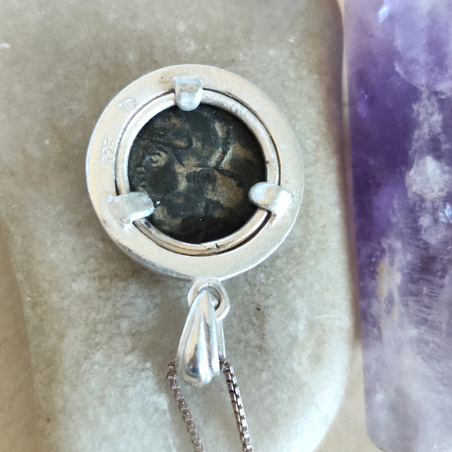 Authentic Roman Romulus & Remus coin necklace, Ancient history Silver medallion, unisex jewelry, antique Constantine She wolf bronze coin