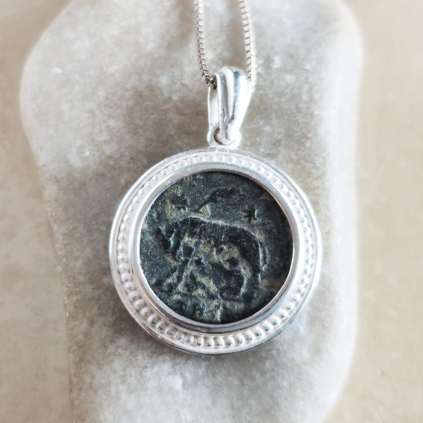 Genuine Roman Twins Coin Necklace, Ancient Constantine Coin Necklace, Men Gift Pendant, wolf mother Jewelry