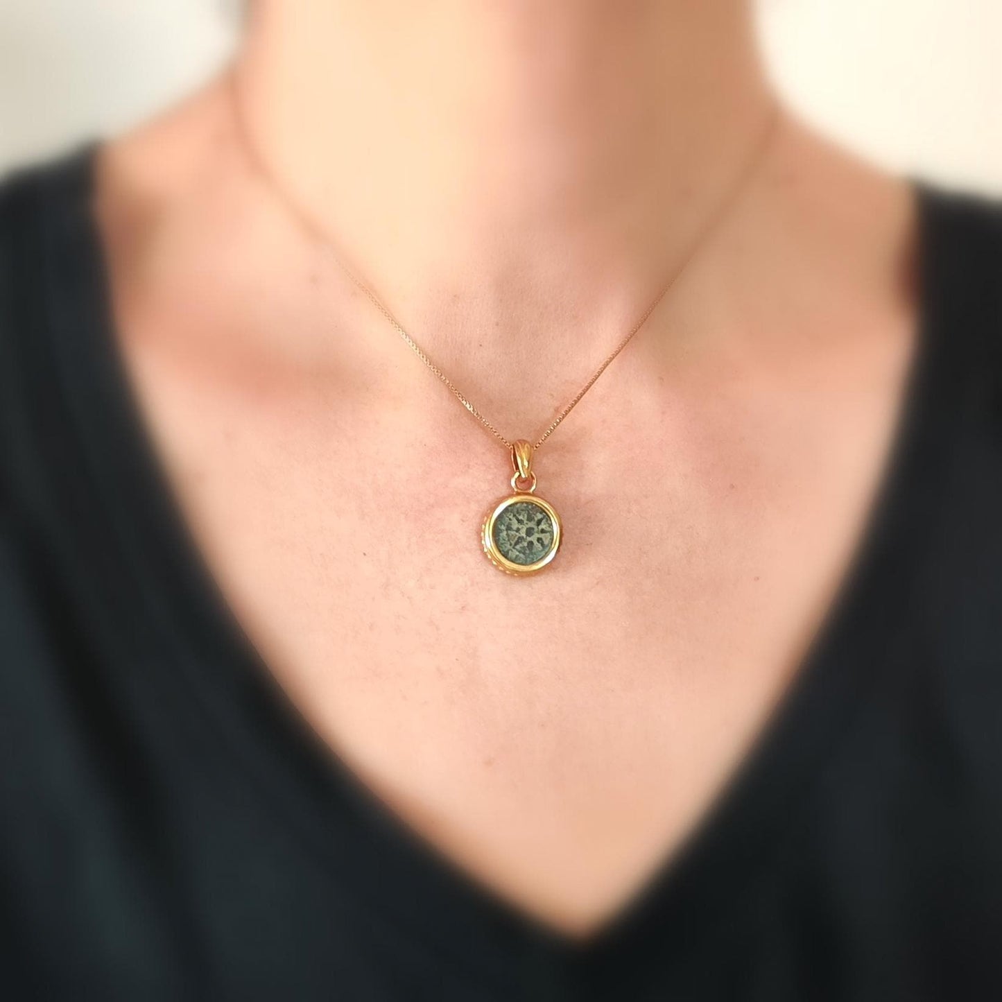 Genuine Biblical Coin Necklace, Antique Real Widow's Mite Coin Gold Plated small Pendant, Jesus Ancient Coin Jewelry, Christian Gift Idea