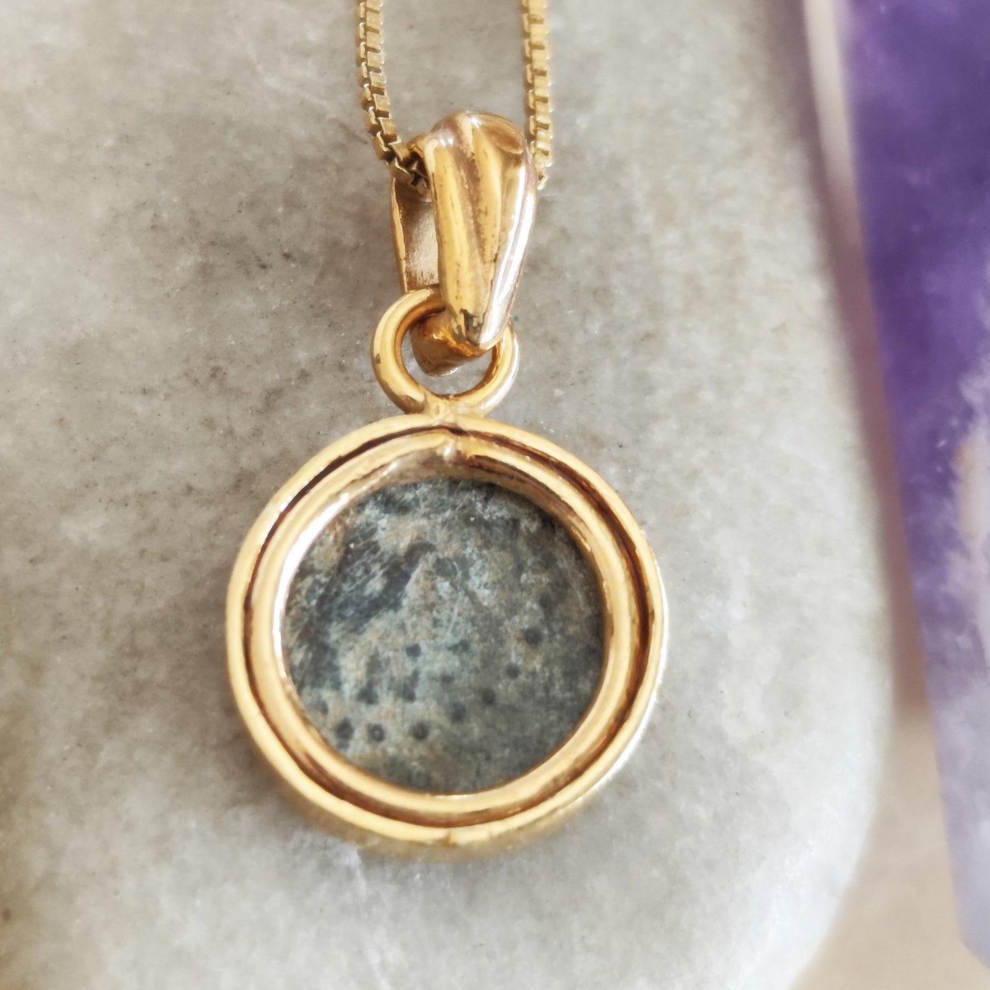 Mark 12:41 Widow's Mite Biblical Coin Necklace, Genuine Antique Christian Coin Gold Plated Minimalist Small Pendant