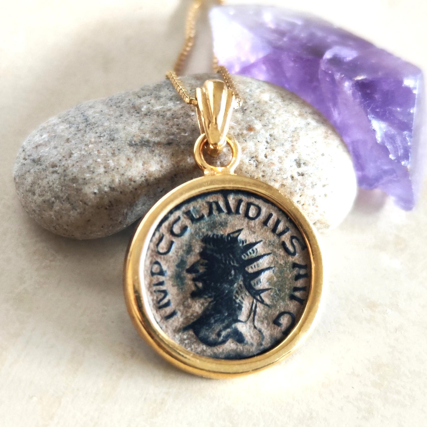 Emperor Claudius Roman Coin Necklace, Ancient Coin Pendant Medallion, Vintage Gift Idea, History Lover Jewelry