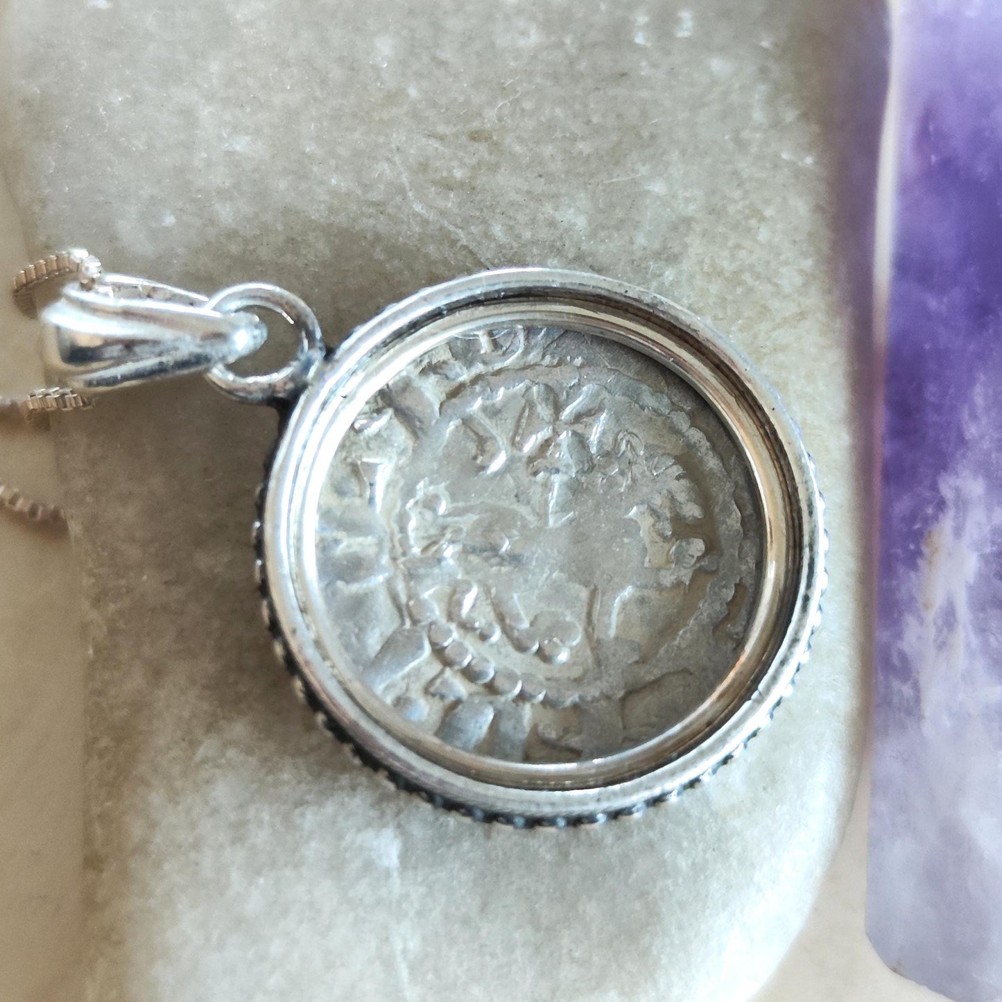 Authentic Medieval Silver Coin necklace, Horse Lion Crusader Jewelry, Christian Knights Cross Pendant