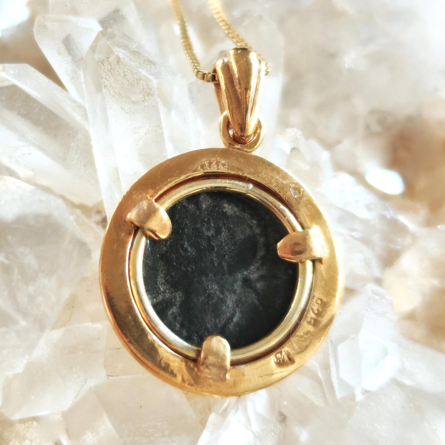 Roman Coin Pendant of Twins Romulus and Remus, Ancient Constantine Coin Necklace, Vintage Jewelry