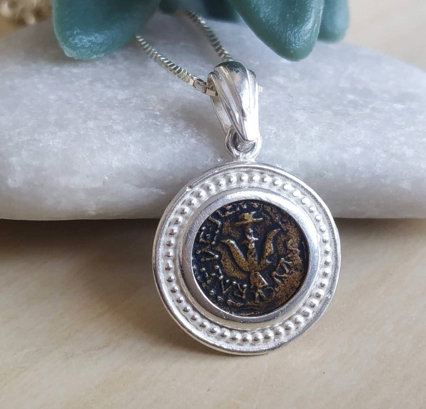 Widow's Mite Coin Replica Necklace, ancient coin silver pendant, Christian Biblical jewelry, Unisex Christmas gift Idea, Coin Charm