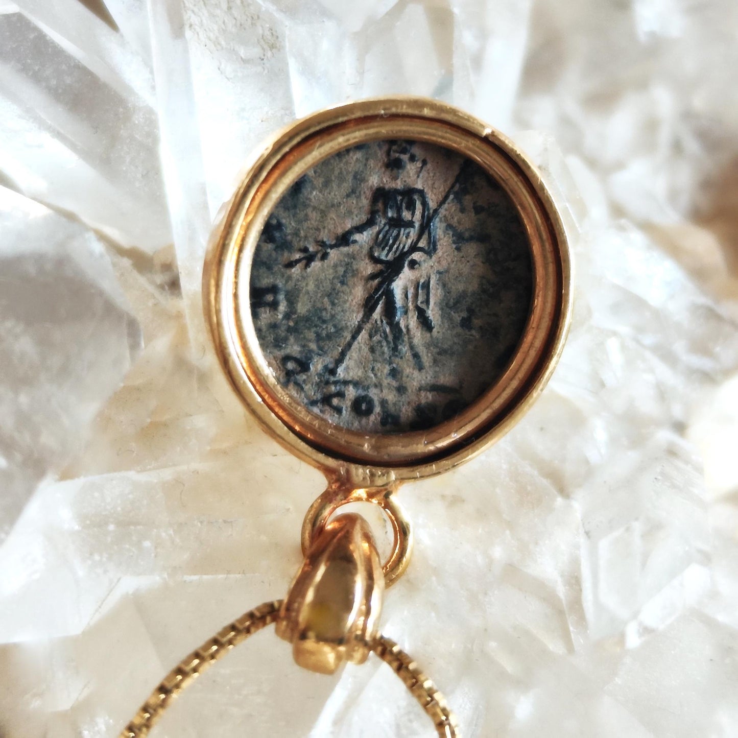 Antique Saint Helena Coin Necklace, Roman Christian Small Medallion for Women, Constantine the Great Mother Pendant, Empress St. Helen charm
