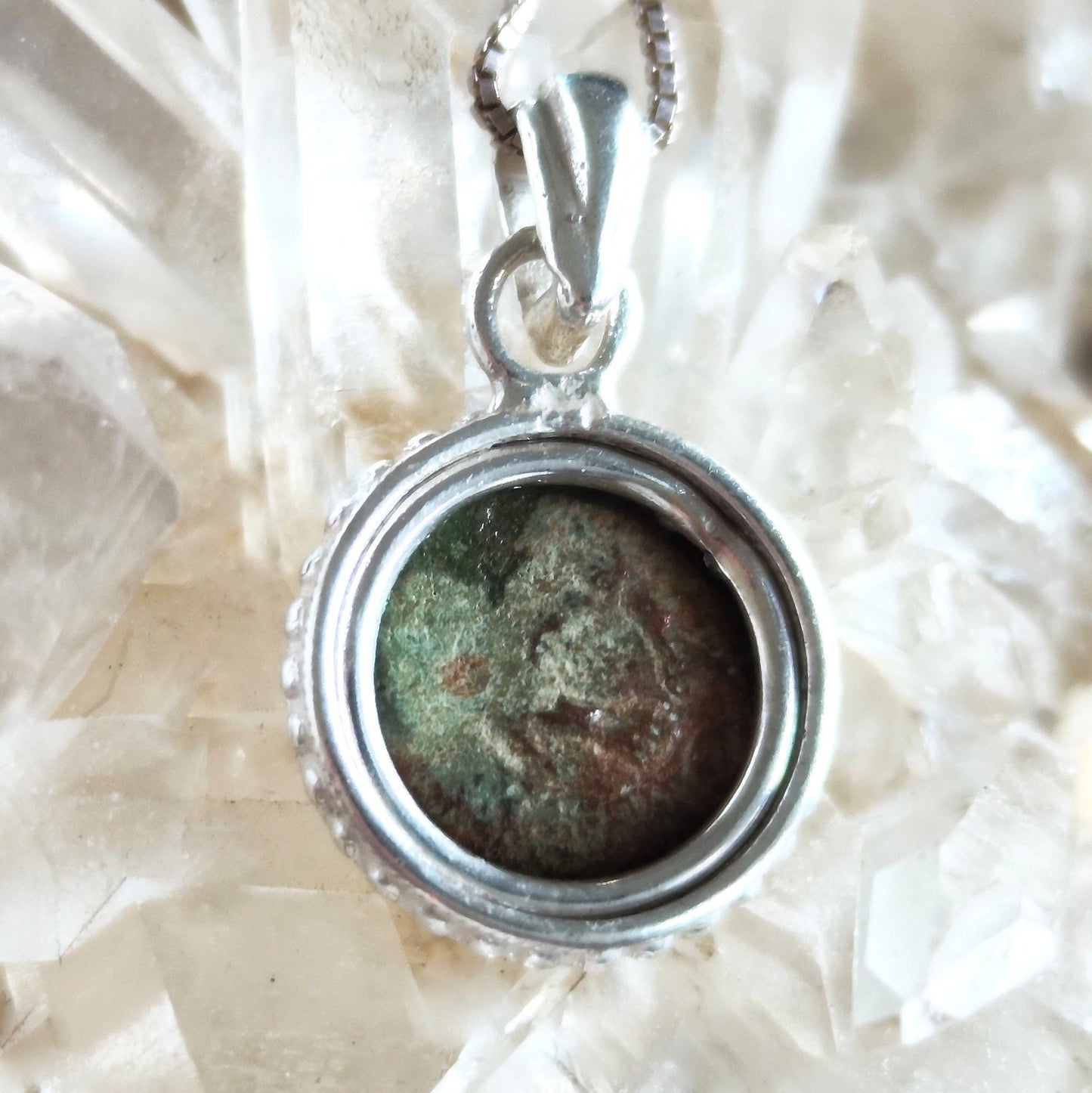 Mark 12:41 Biblical Coin Jewelry, Genuine widow mite pendant, Ancient Judea bronze coin, Christian Jesus coin necklace, Unisex Silver charm