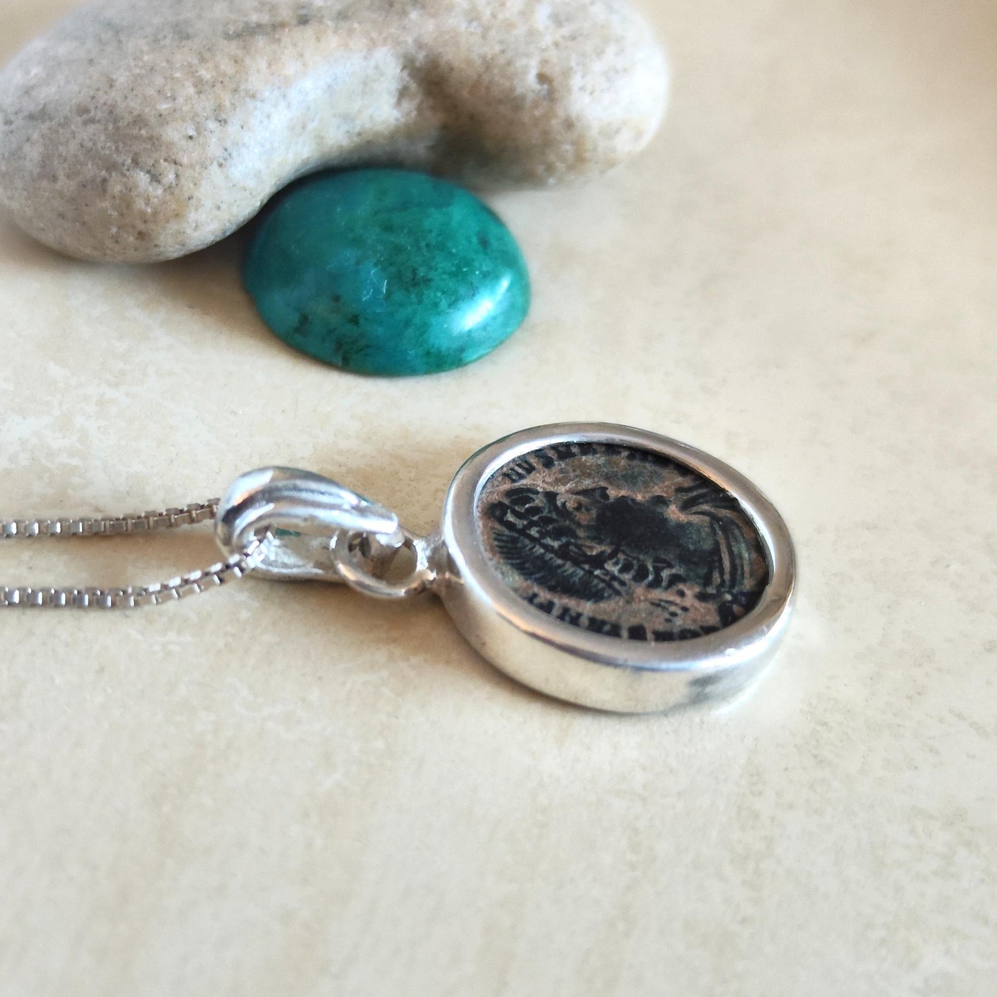 Certified Antique Constantine the Great Coin Silver Necklace, Small Roman Coin Pendant, History Buff Gift Idea