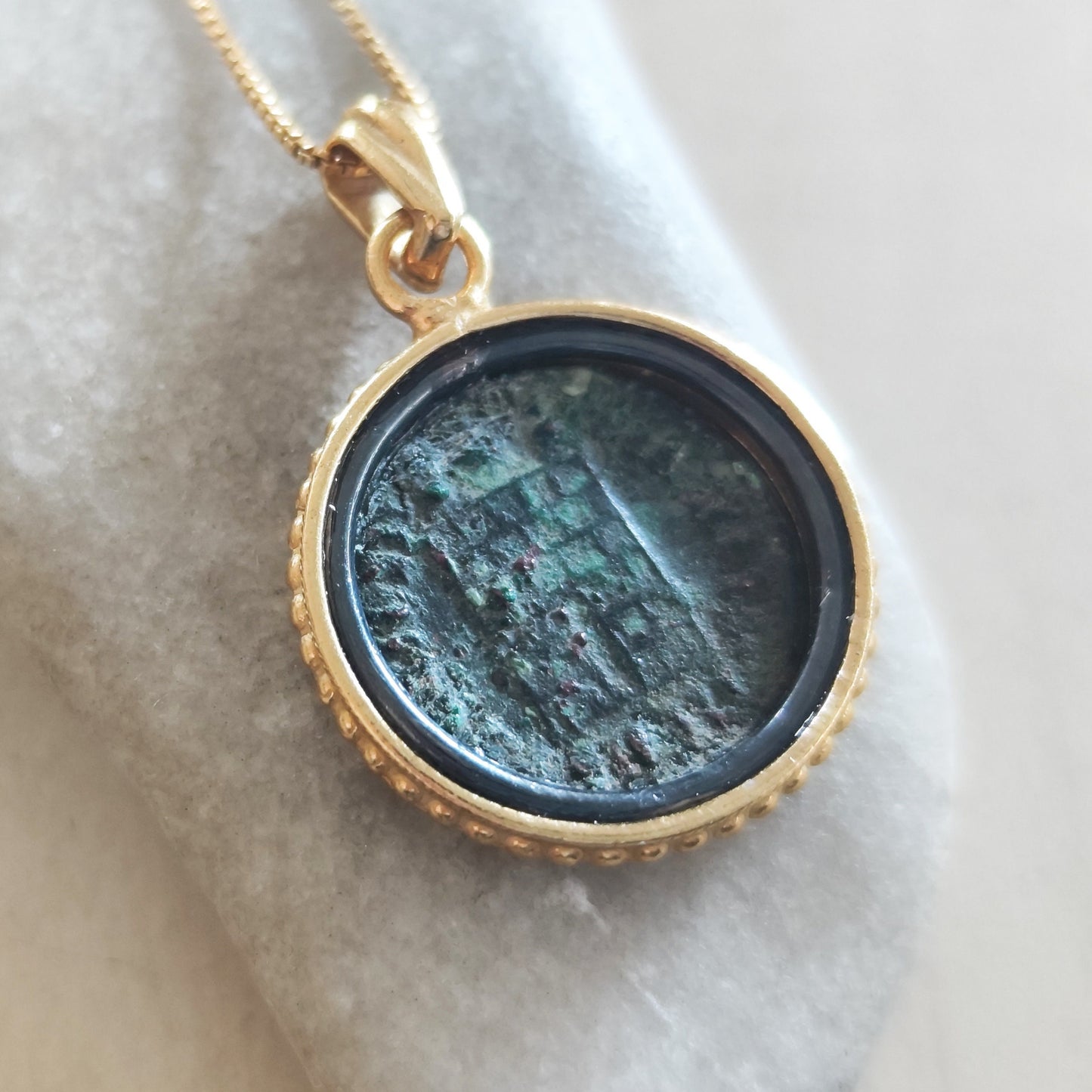 Certified Antique Roman Emperor Crispus Coin Necklace, Genuine Ancient Coin Gold Plated medallion, Women Coin Jewelry, Vintage Coin Pendant