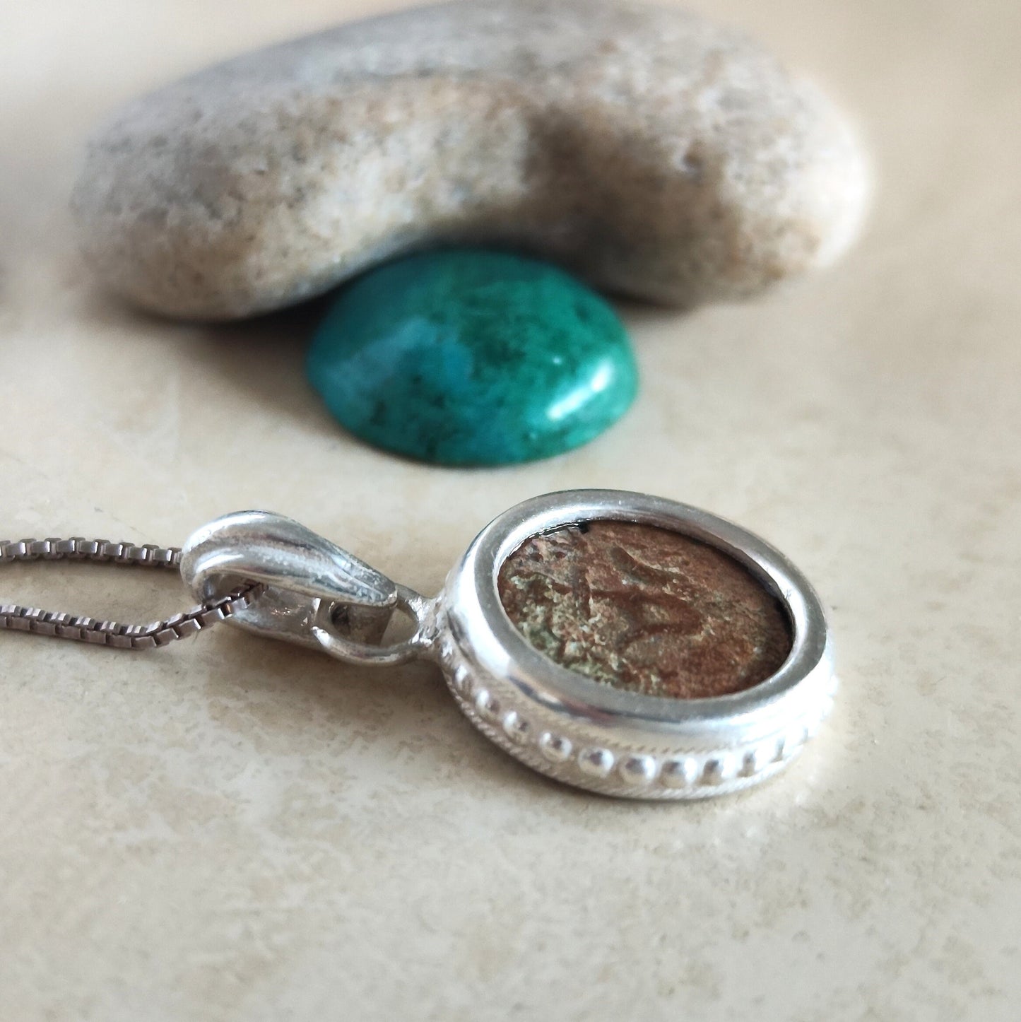 Mark 12:41 Biblical Coin Jewelry, Genuine widow mite pendant, Ancient Judea bronze coin, Christian Jesus coin necklace, Unisex Silver charm