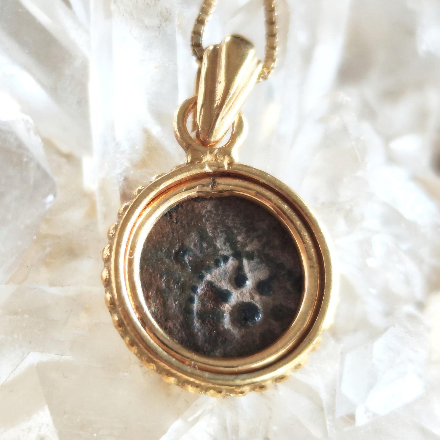 Genuine Biblical Coin Necklace, Antique Real Widow's Mite Coin Gold Plated small Pendant, Jesus Ancient Coin Jewelry, Christian Gift Idea